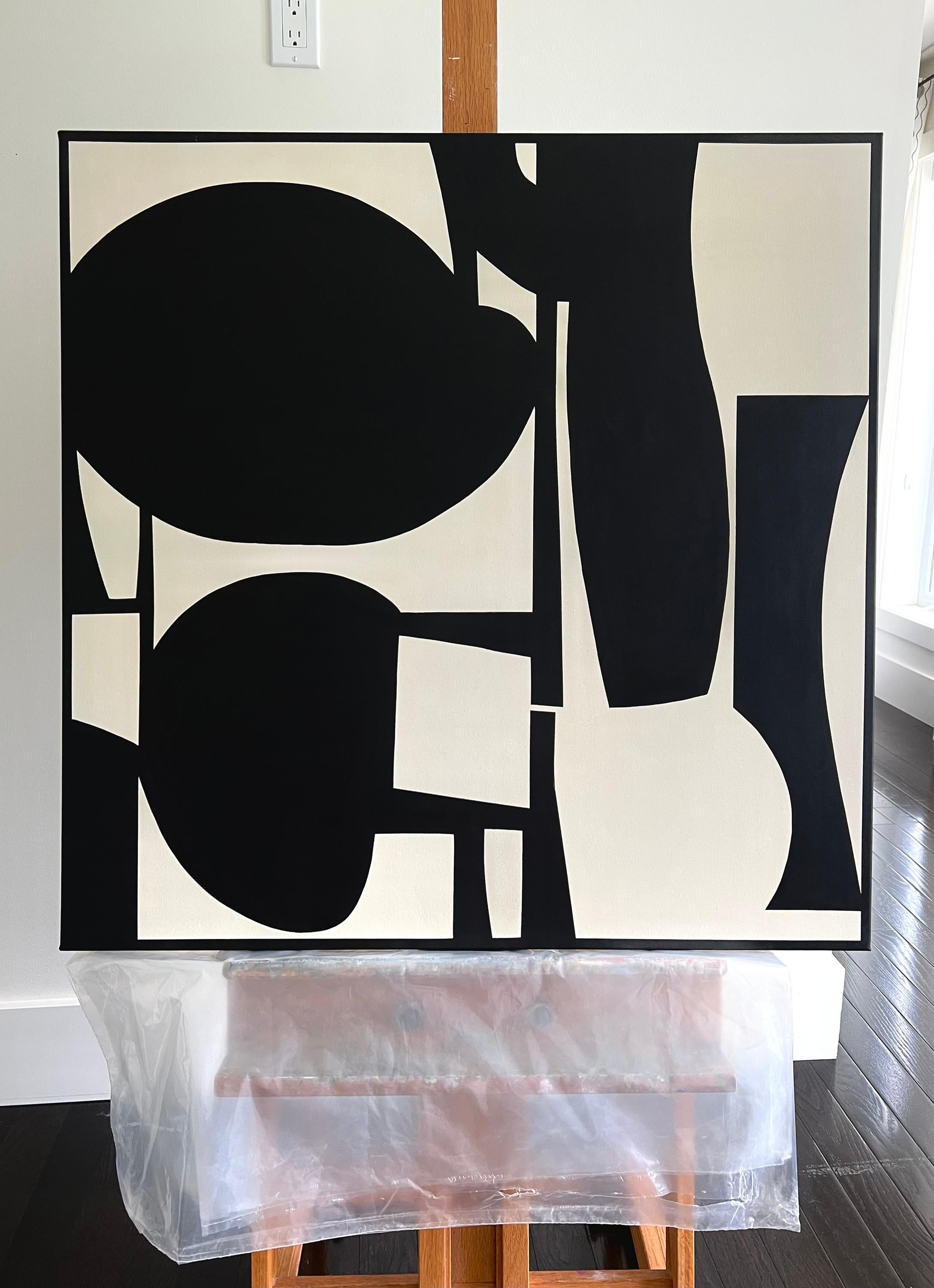 Formes organiques B78 - Noir Abstract Painting par Anna Medvedeva