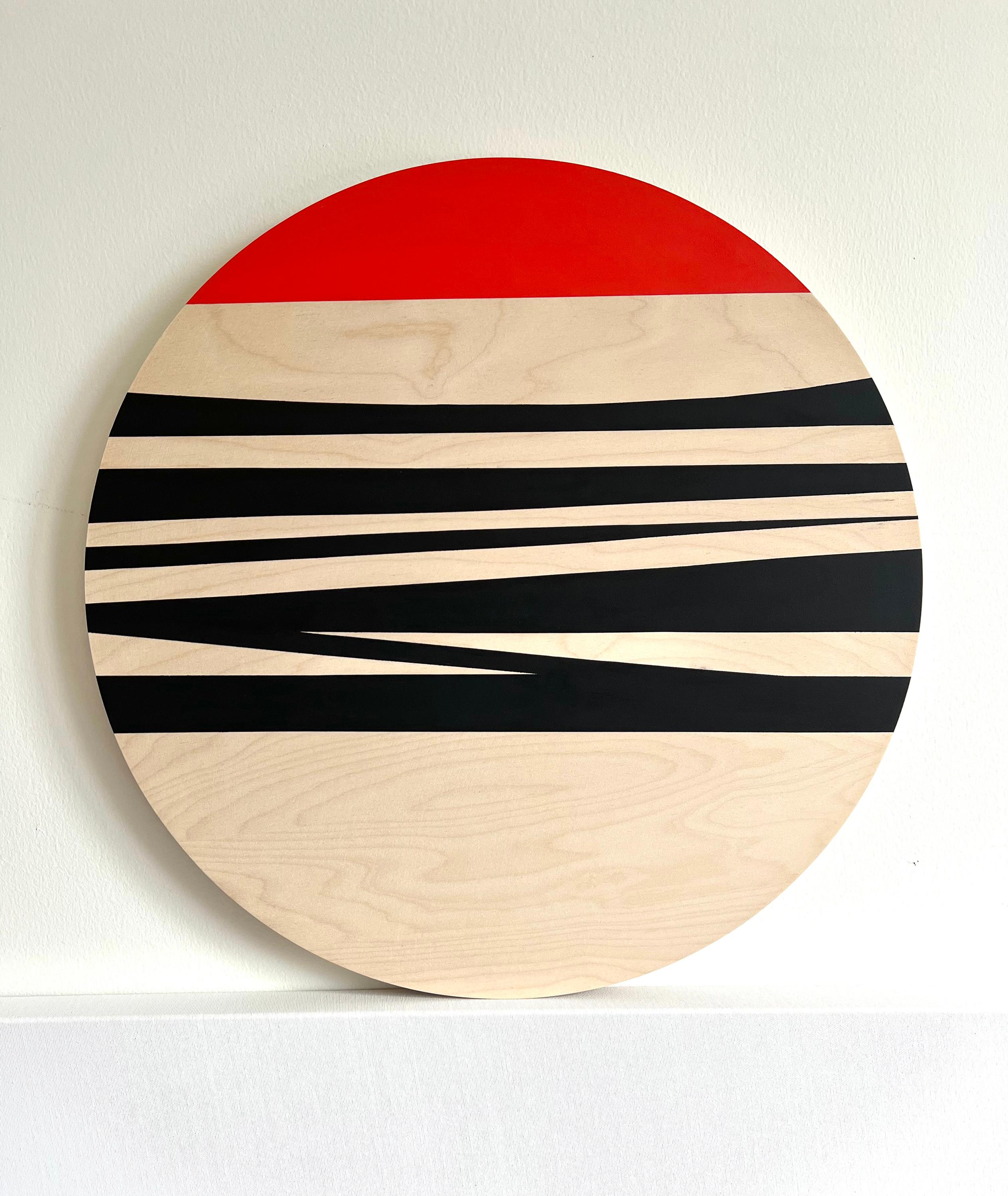 Streifen Schwarz & Rot (Beige), Abstract Painting, von Anna Medvedeva