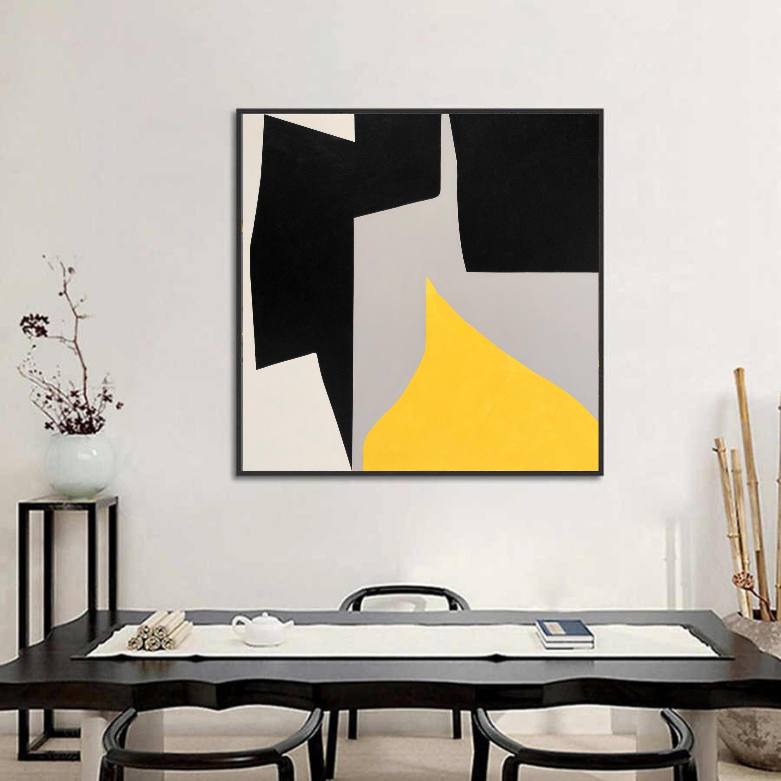 Giallo, nero e grigio - Painting di Anna Medvedeva