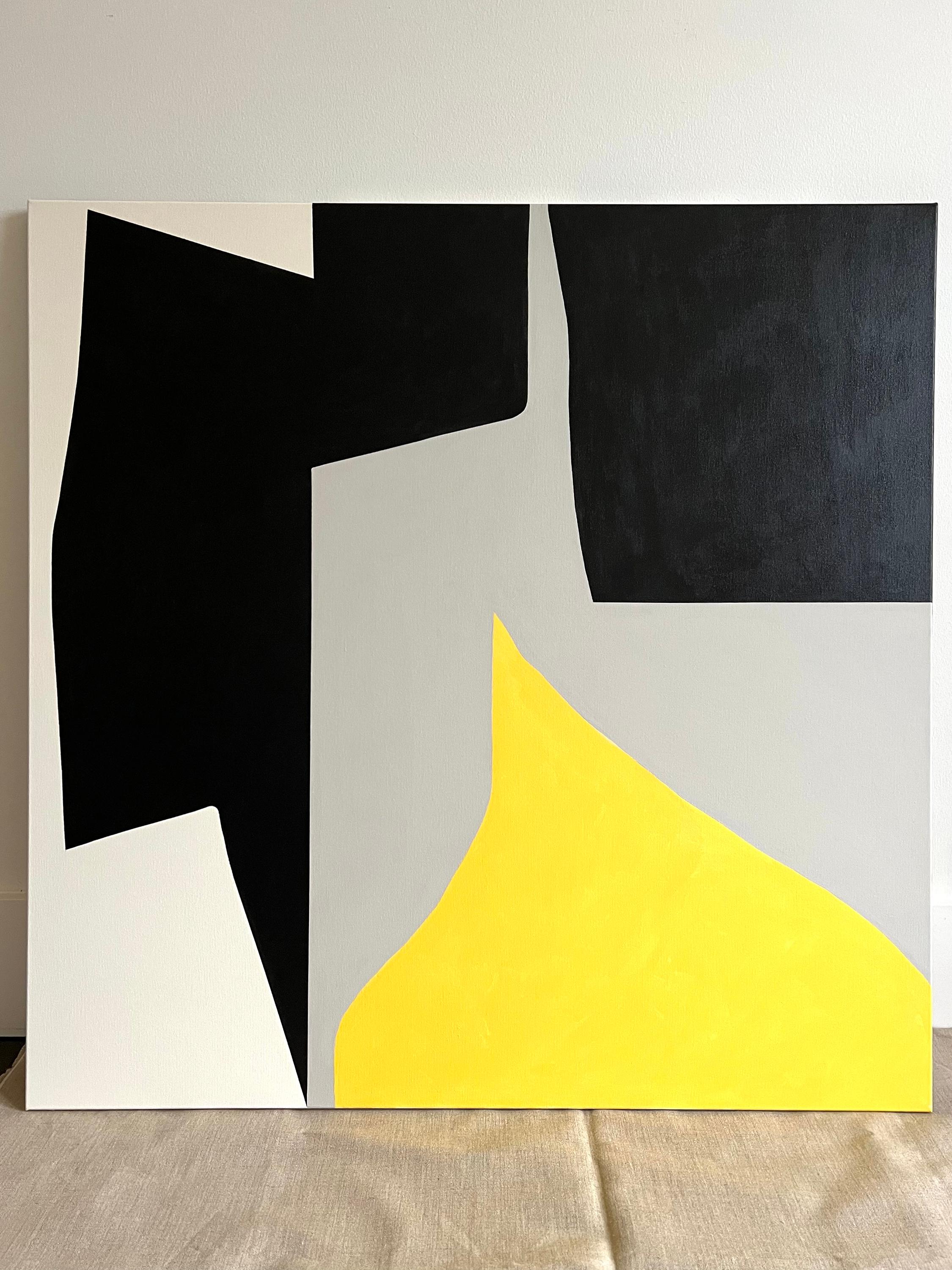 Yellow Black & Grey - Abstract Painting by Anna Medvedeva
