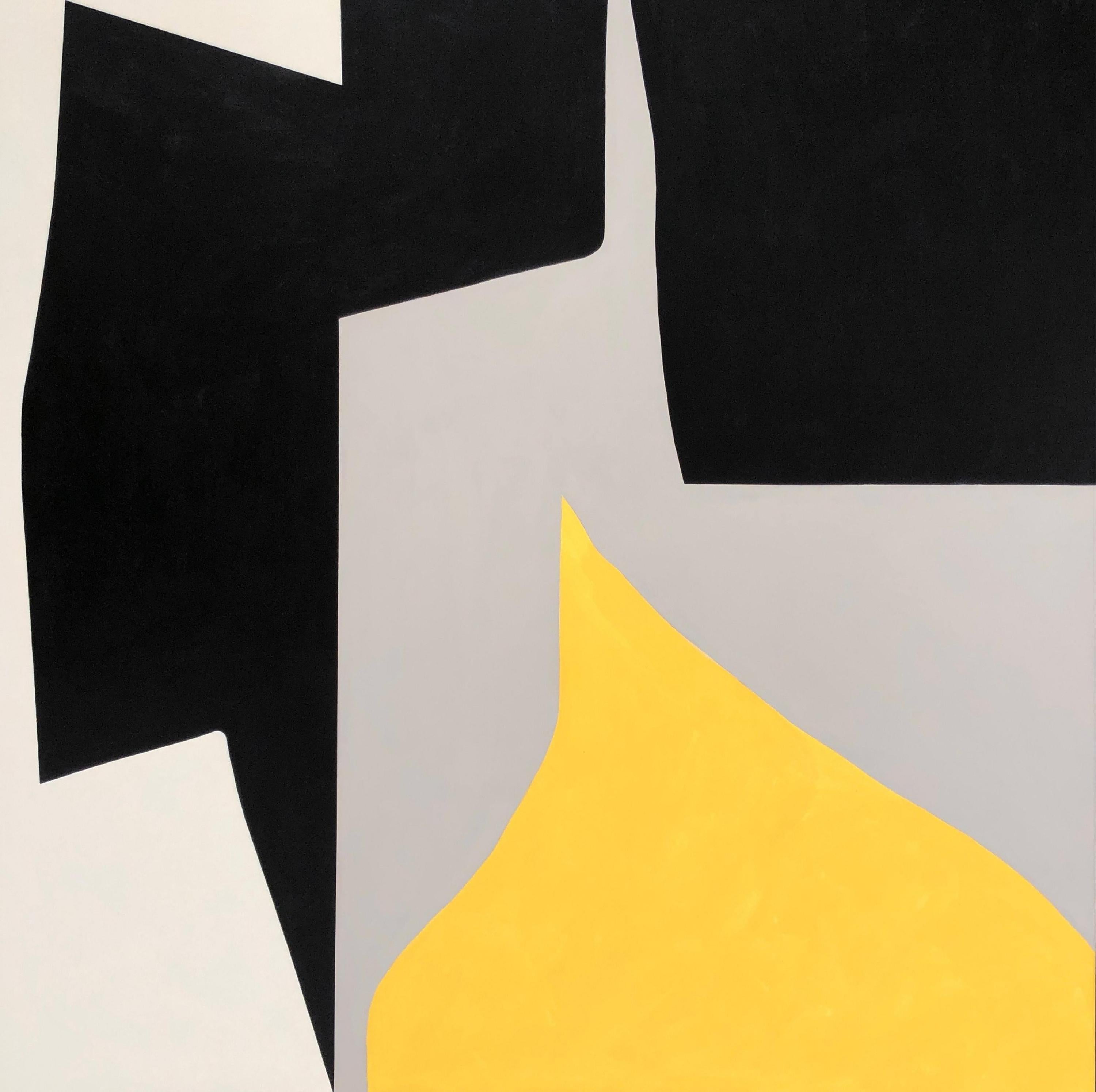 Anna Medvedeva Abstract Painting - Yellow Black & Grey