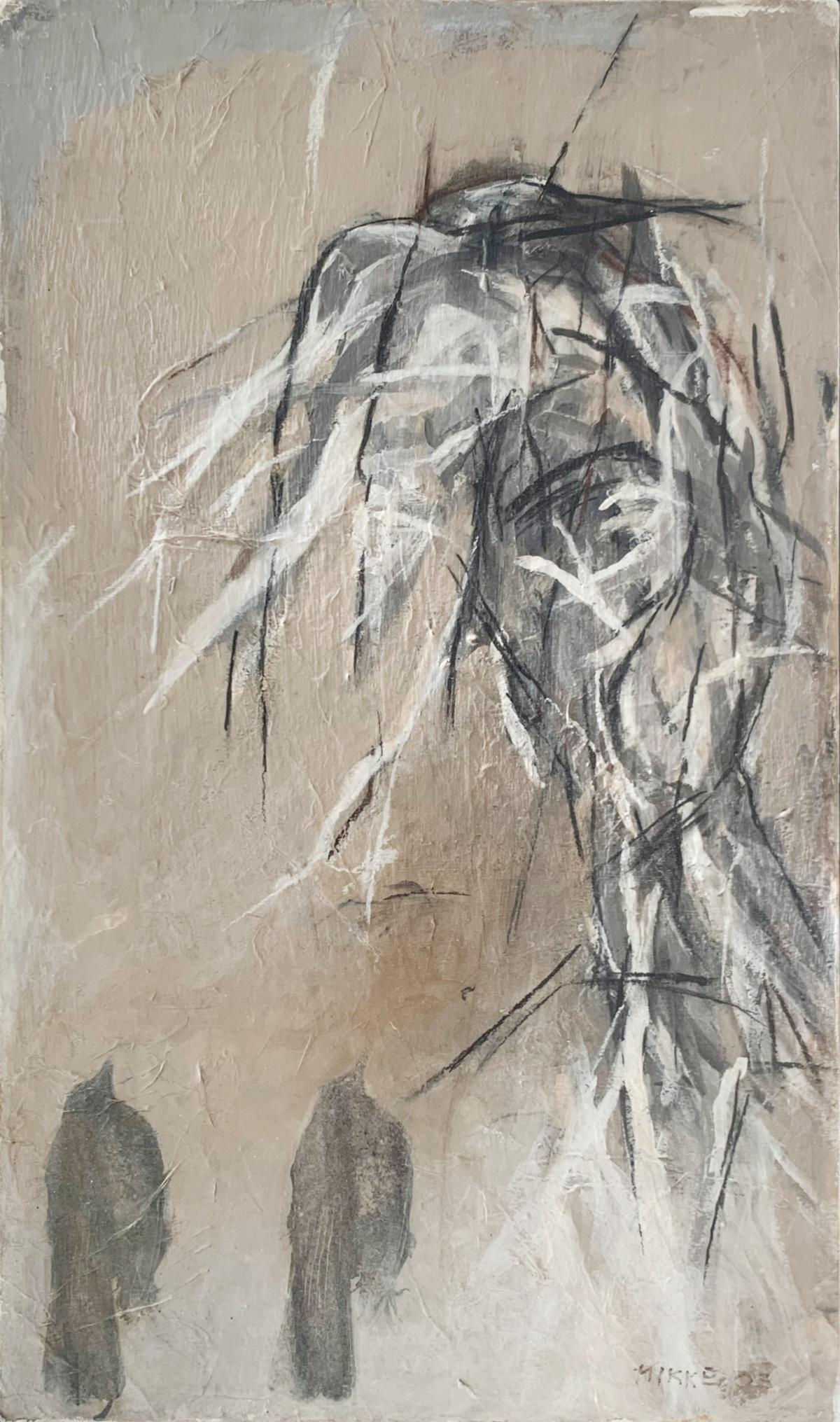 Crows. Peinture contemporaine en techniques mixtes, Abstraction, Oiseaux, Art polonais