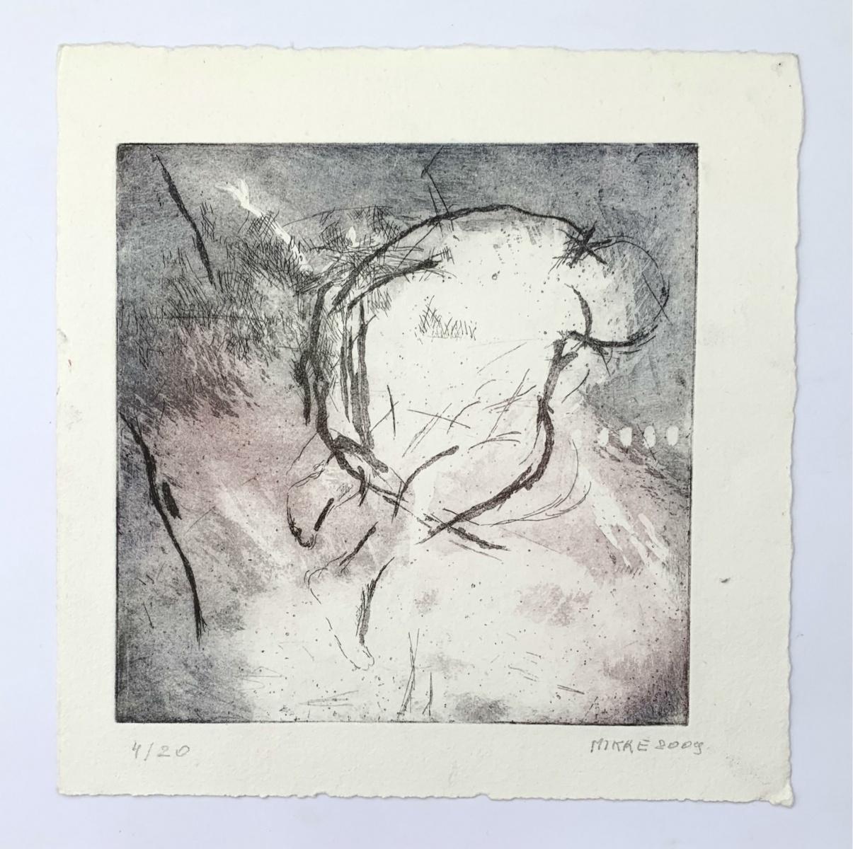 Nude - Figurative etching print, Abstract, Minimalist - Print by Anna Mikke