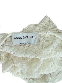 ANNA MOLINARI anni '90/00 Vintage Avorio Bianco Maglia a Maglia Trasparente Maxi Vestito Lungo