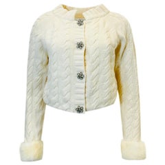 Anna Molinari Strickjacke aus Angora und Wolle mit Pelzbesatz