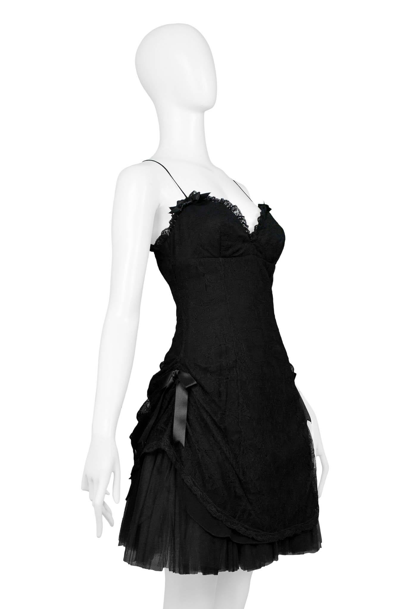 Anna Molinari Black Lace Party Dress In Excellent Condition For Sale In Los Angeles, CA
