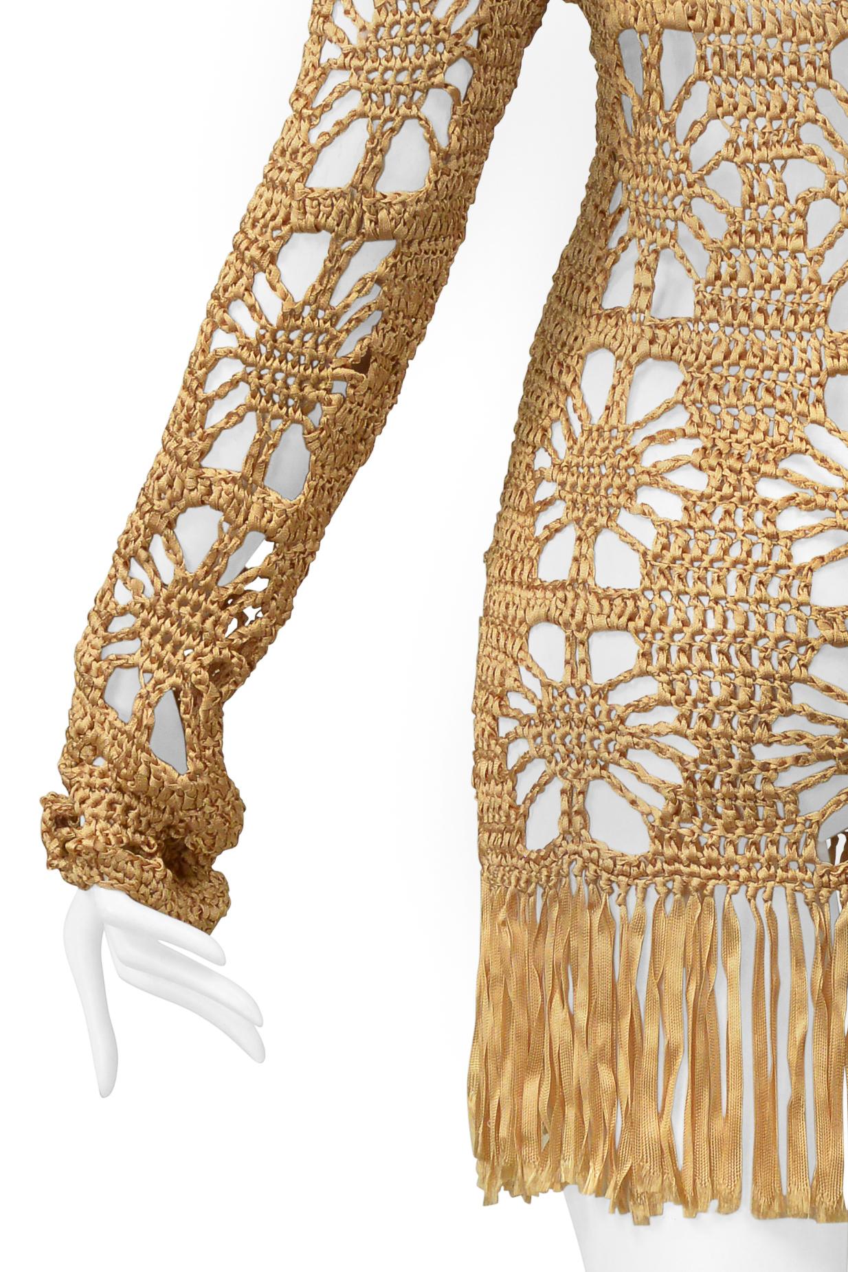Anna Molinari Gold Ribbon Mini Dress With Fringe 1