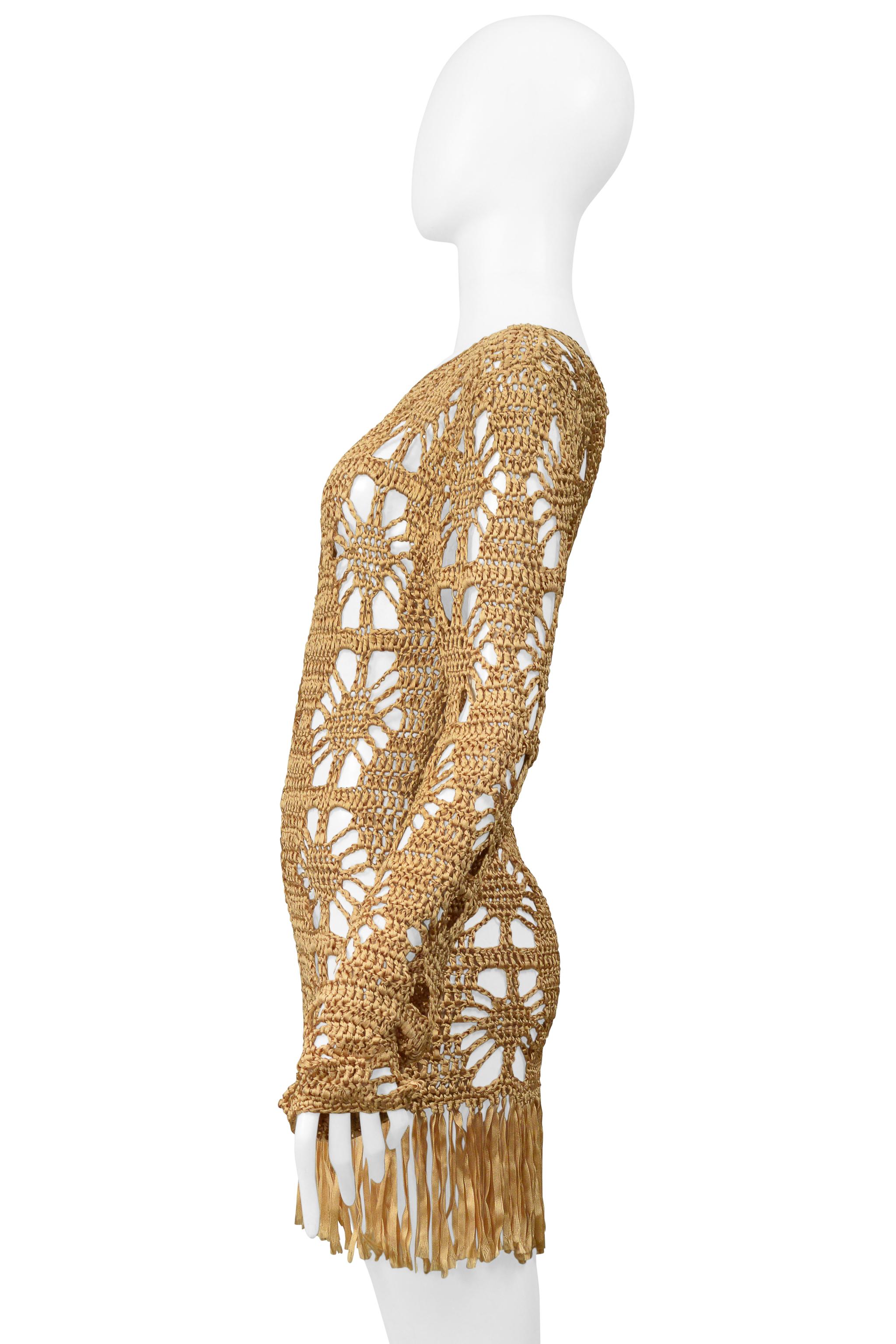 Anna Molinari Gold Ribbon Mini Dress With Fringe 2