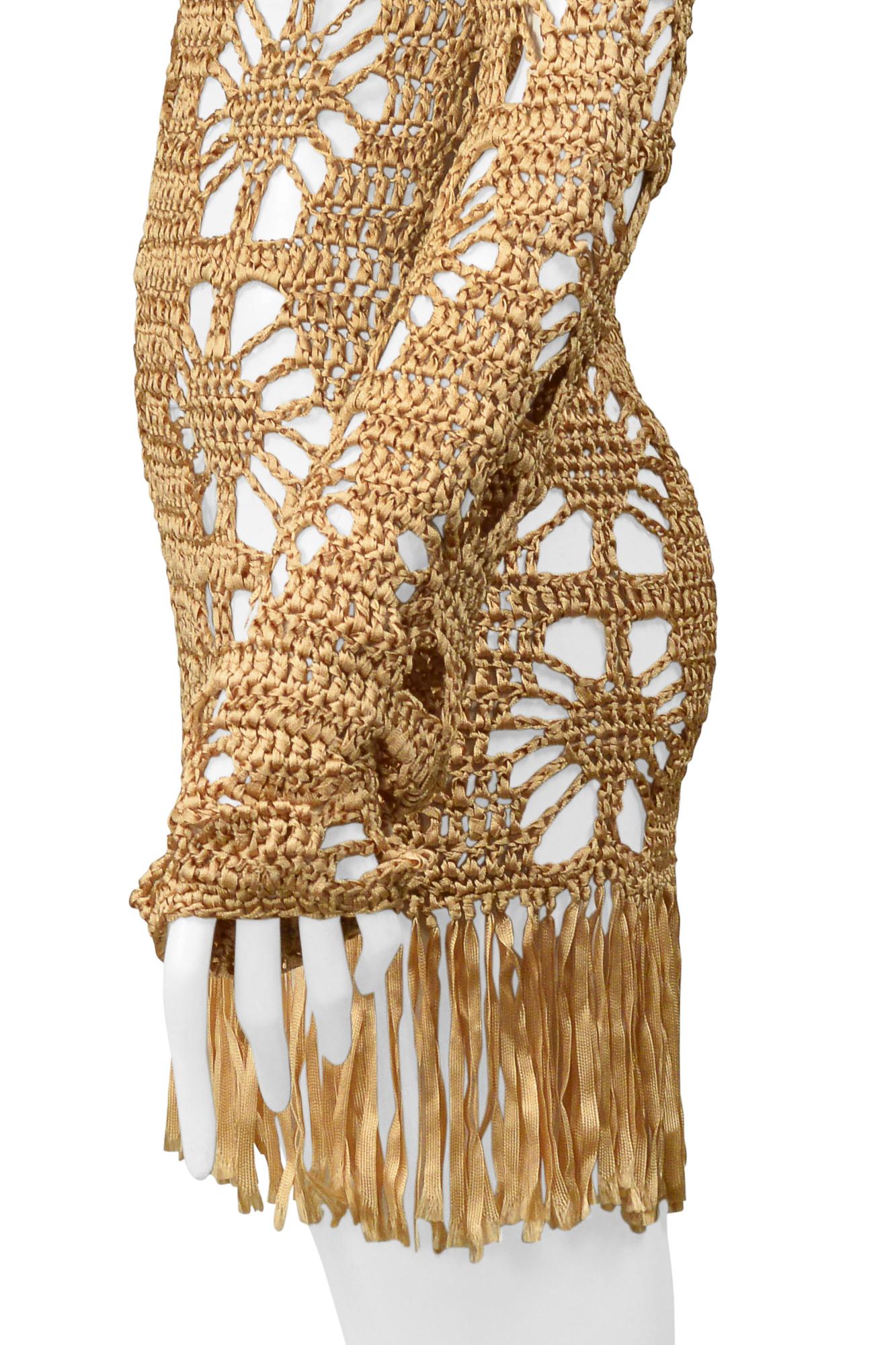Anna Molinari Gold Ribbon Mini Dress With Fringe 3