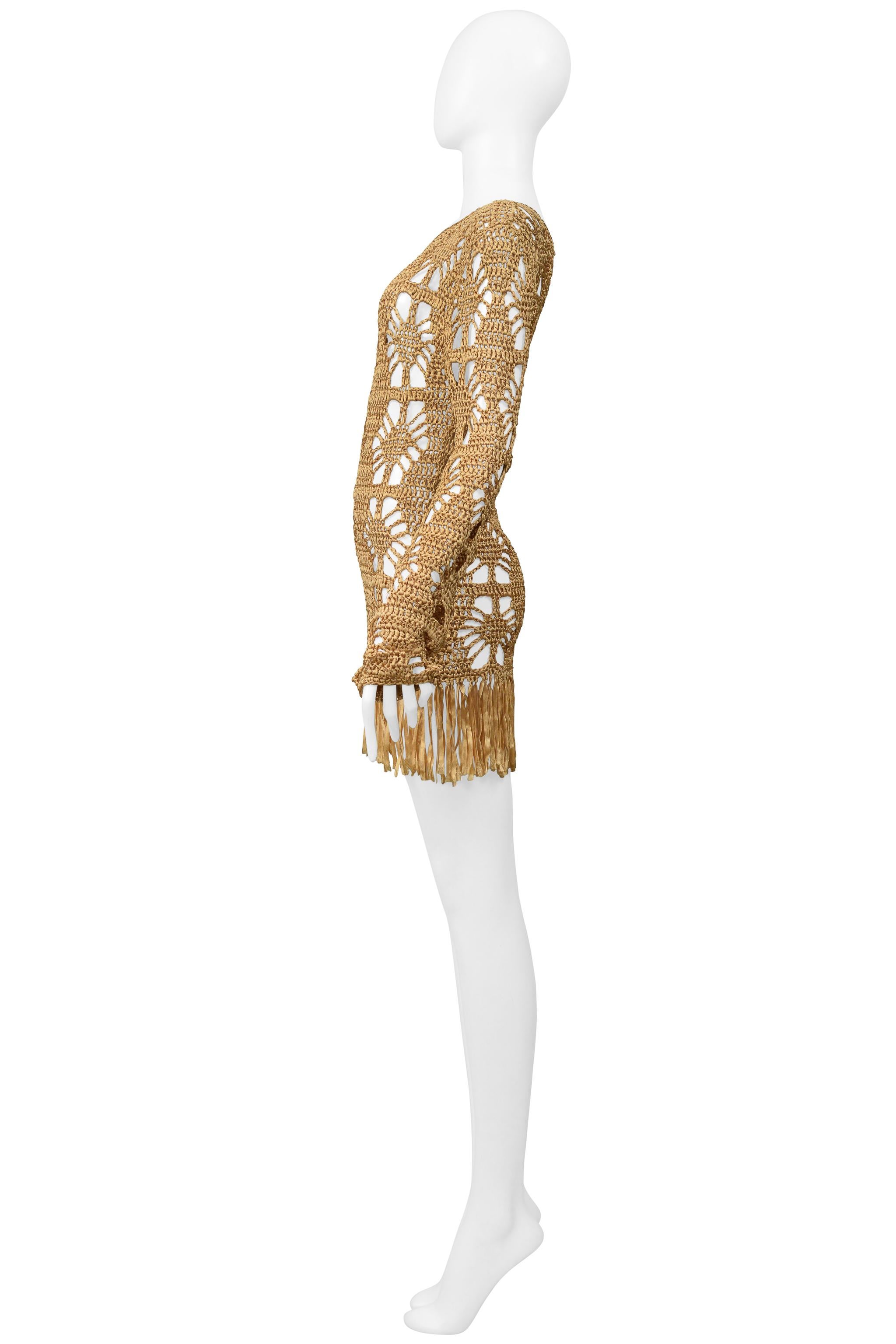 Anna Molinari Gold Ribbon Mini Dress With Fringe 4