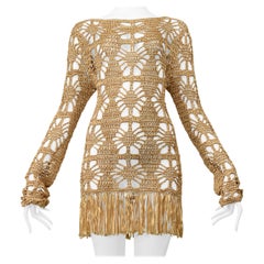 Anna Molinari Gold Ribbon Mini Dress With Fringe
