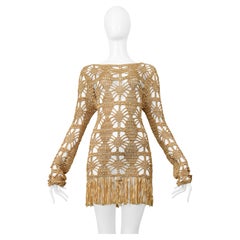Anna Molinari Gold Ribbon Mini Dress With Fringe