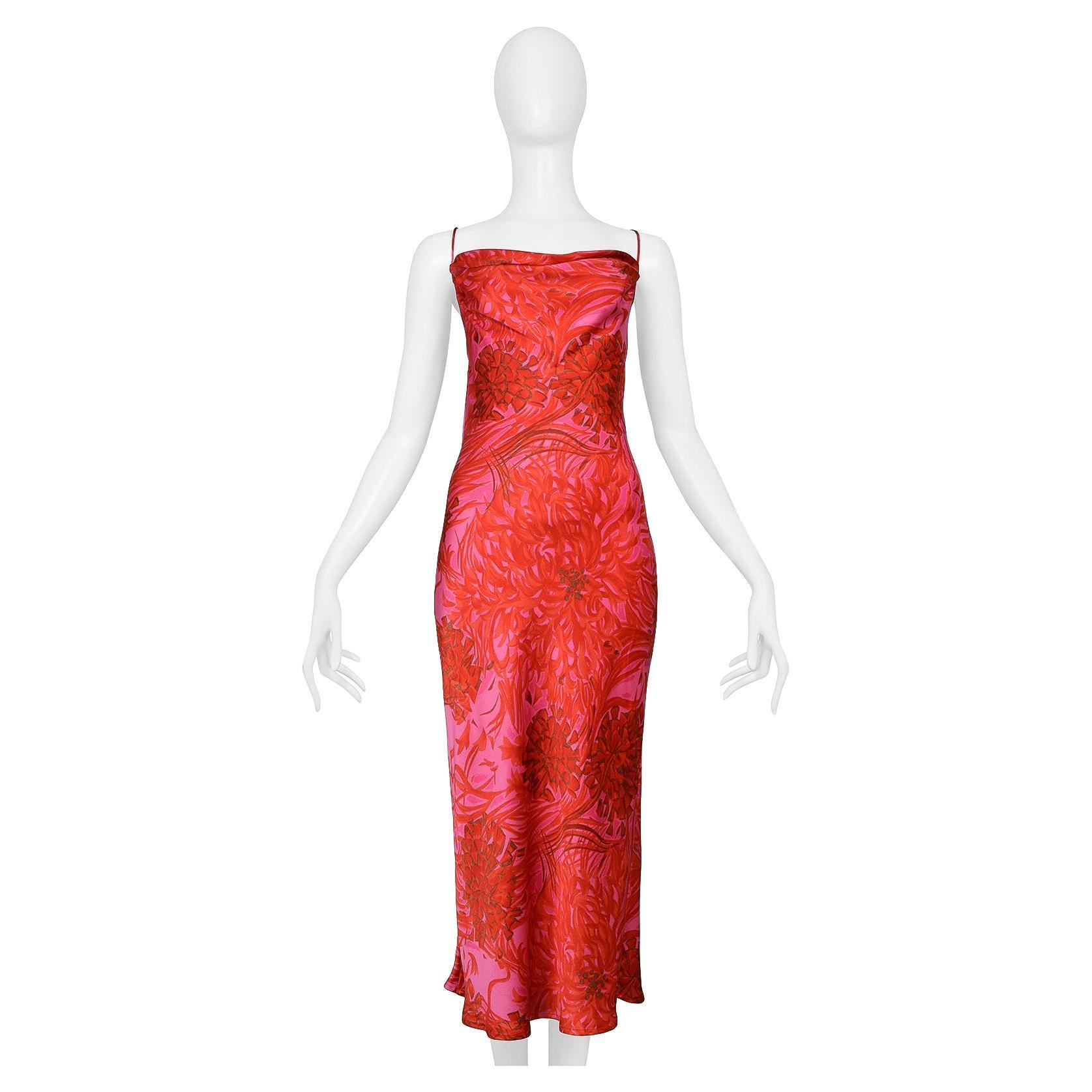 Anna Molinari Pink Floral Silk Draped Dress 2000