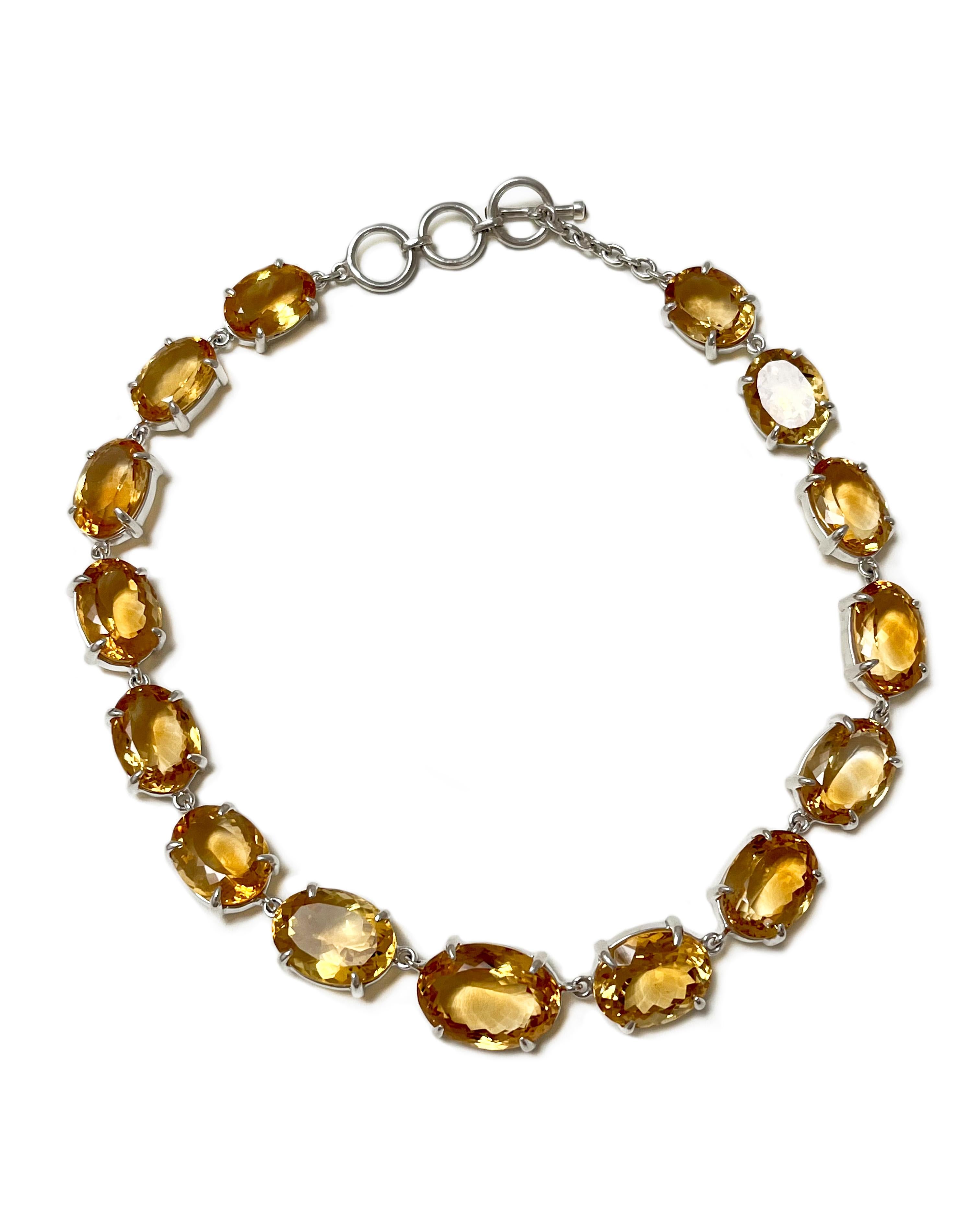 Contemporary Anna Necklace in Citrine and Argentium Silver For Sale