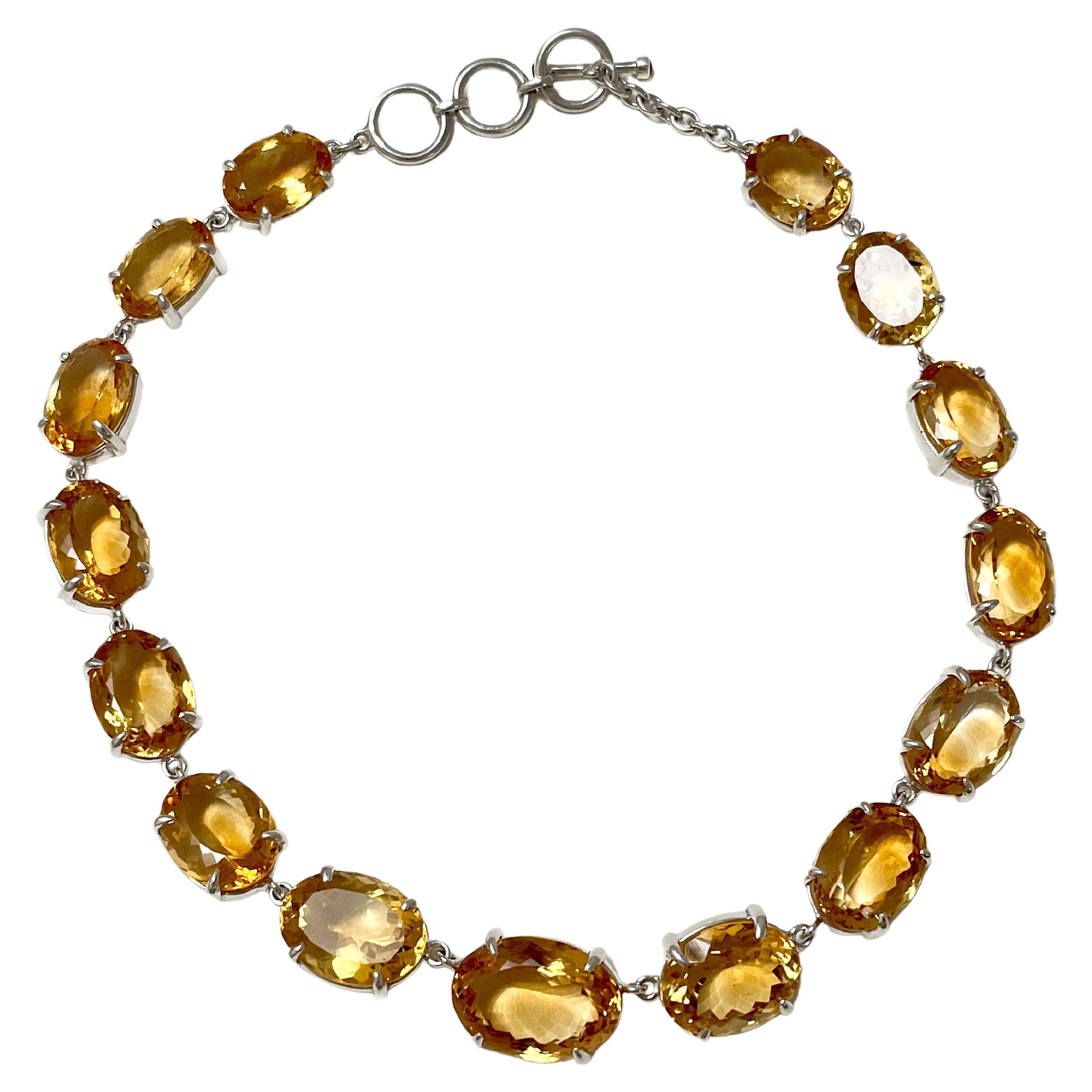 Anna Necklace in Citrine and Argentium Silver For Sale