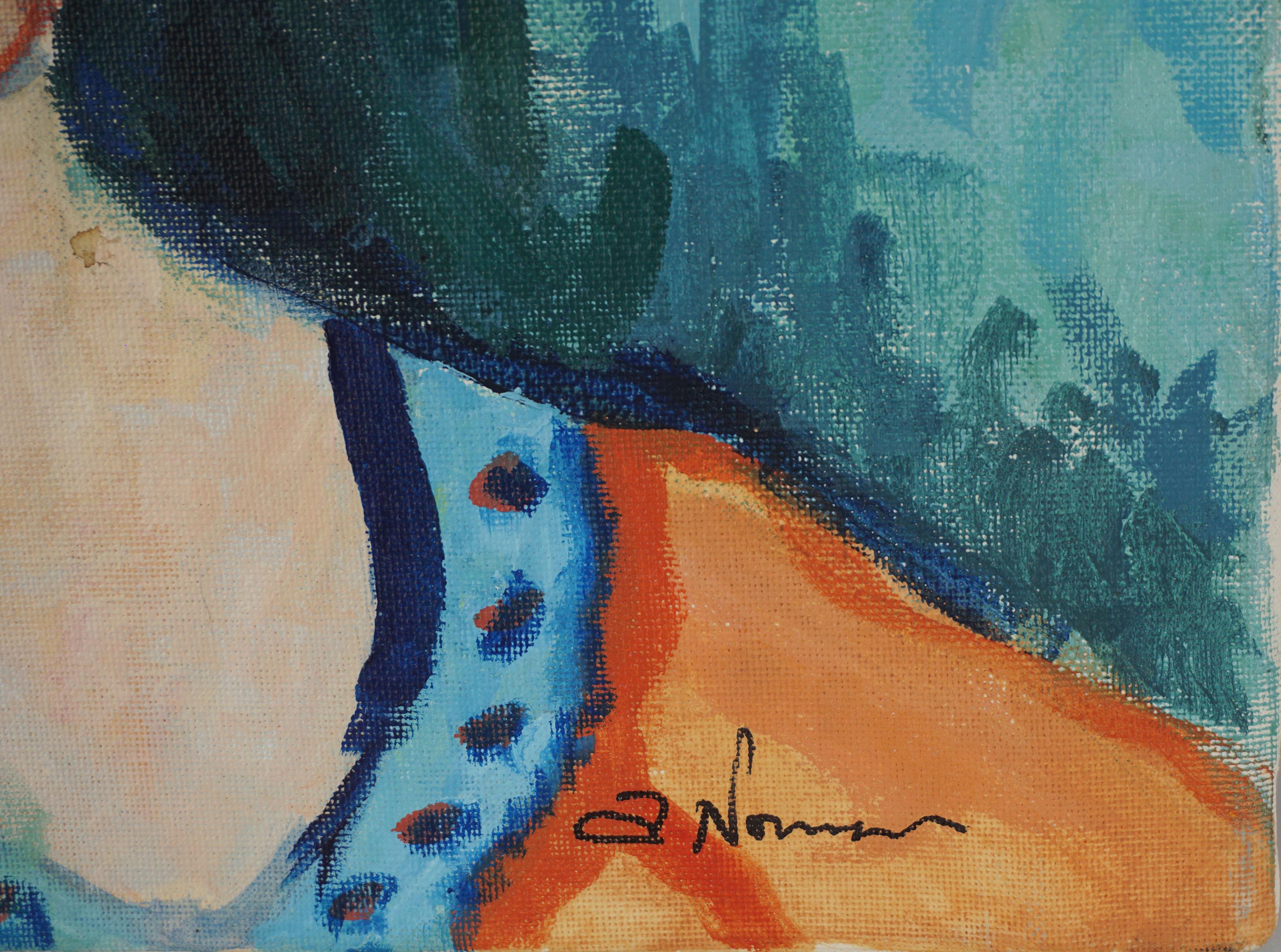 Original Fauvist Oil Portrait -- Study of Madame Matisse - Brown Portrait Painting by Anna Norman