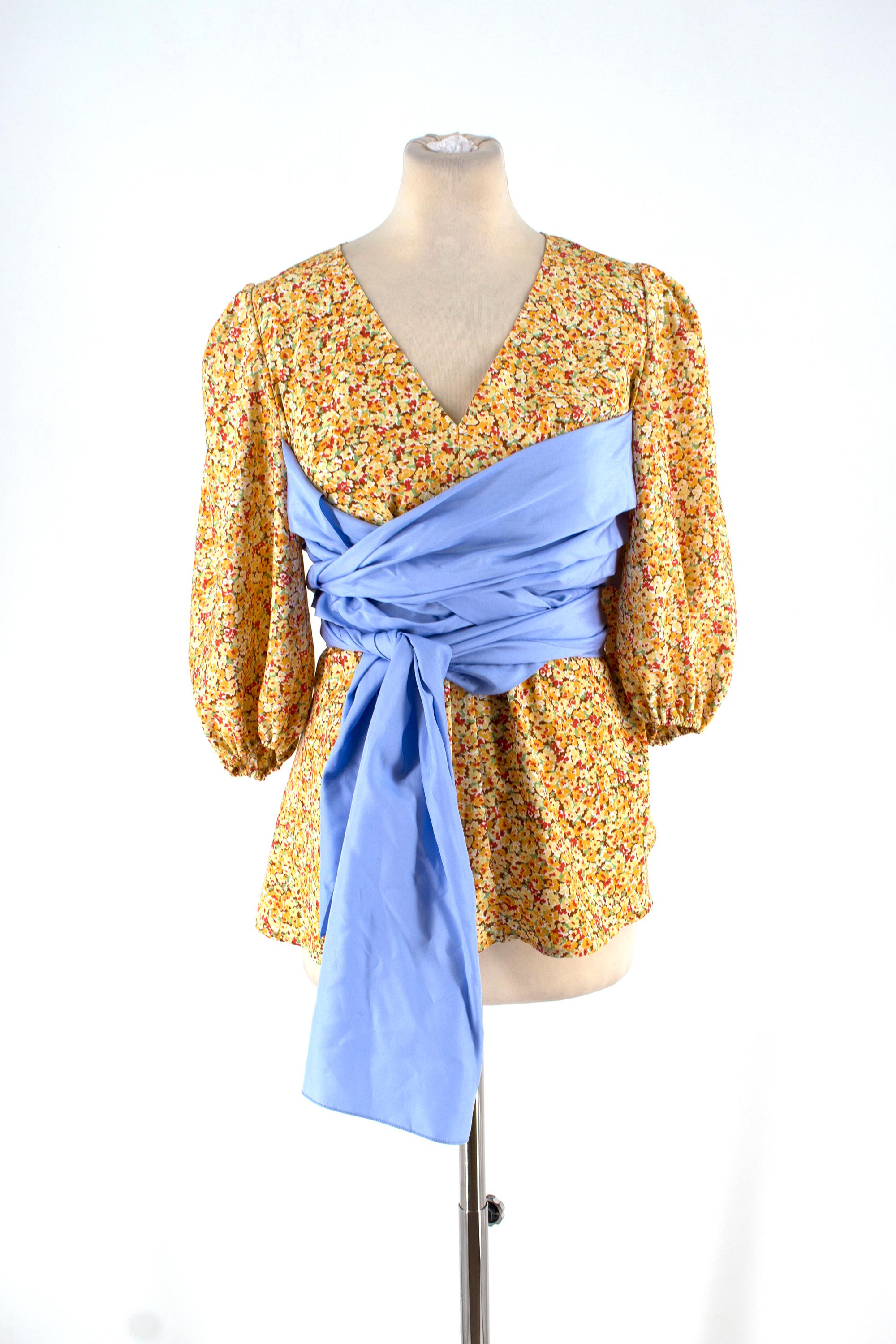 Anna October wrap-waist silk-twill top US 6 In New Condition In London, GB
