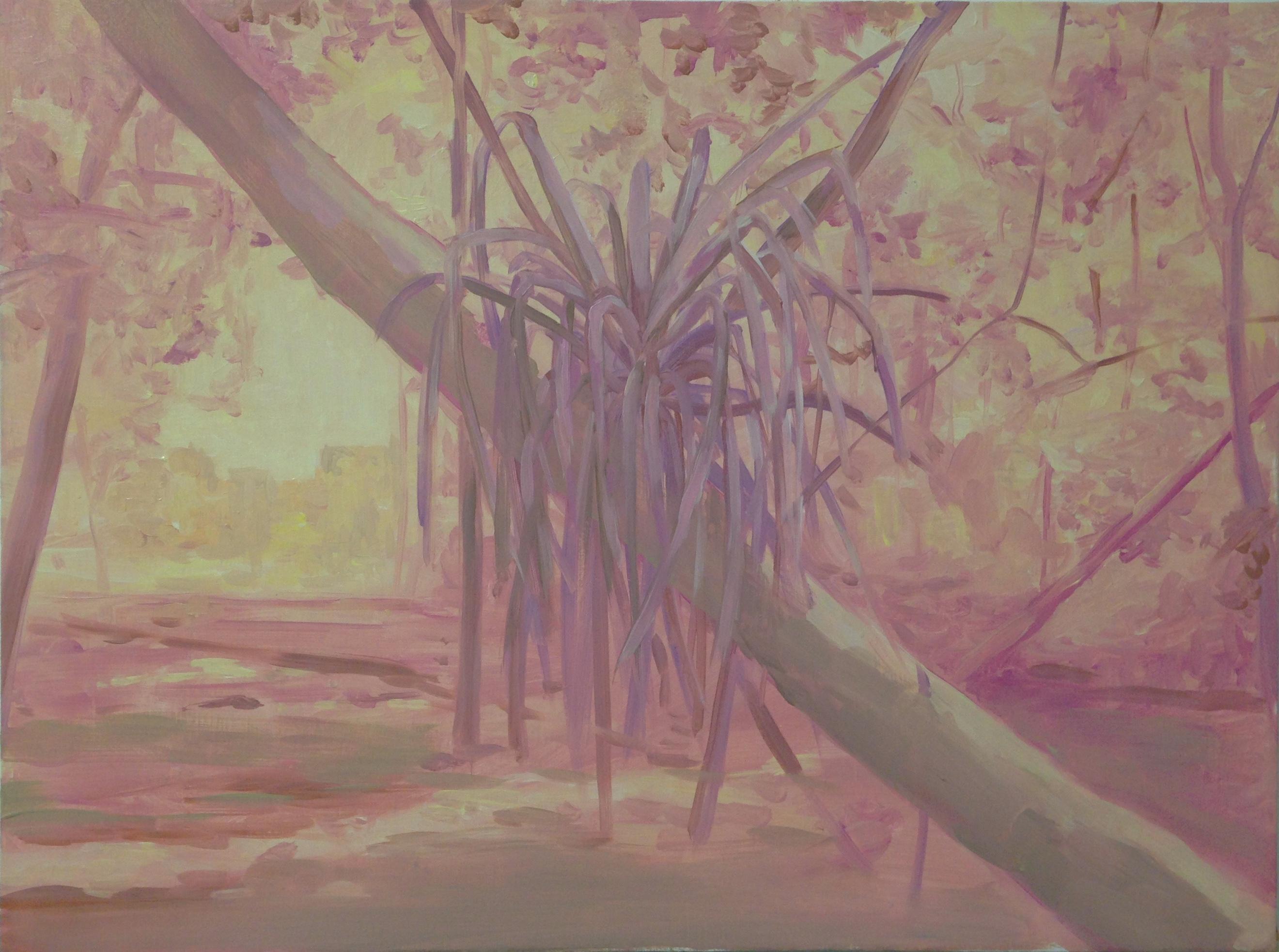 Anna Ortiz Landscape Painting - "FERN", oil painting on panel, landscape, flora, tree, fecundity, tropics, heat