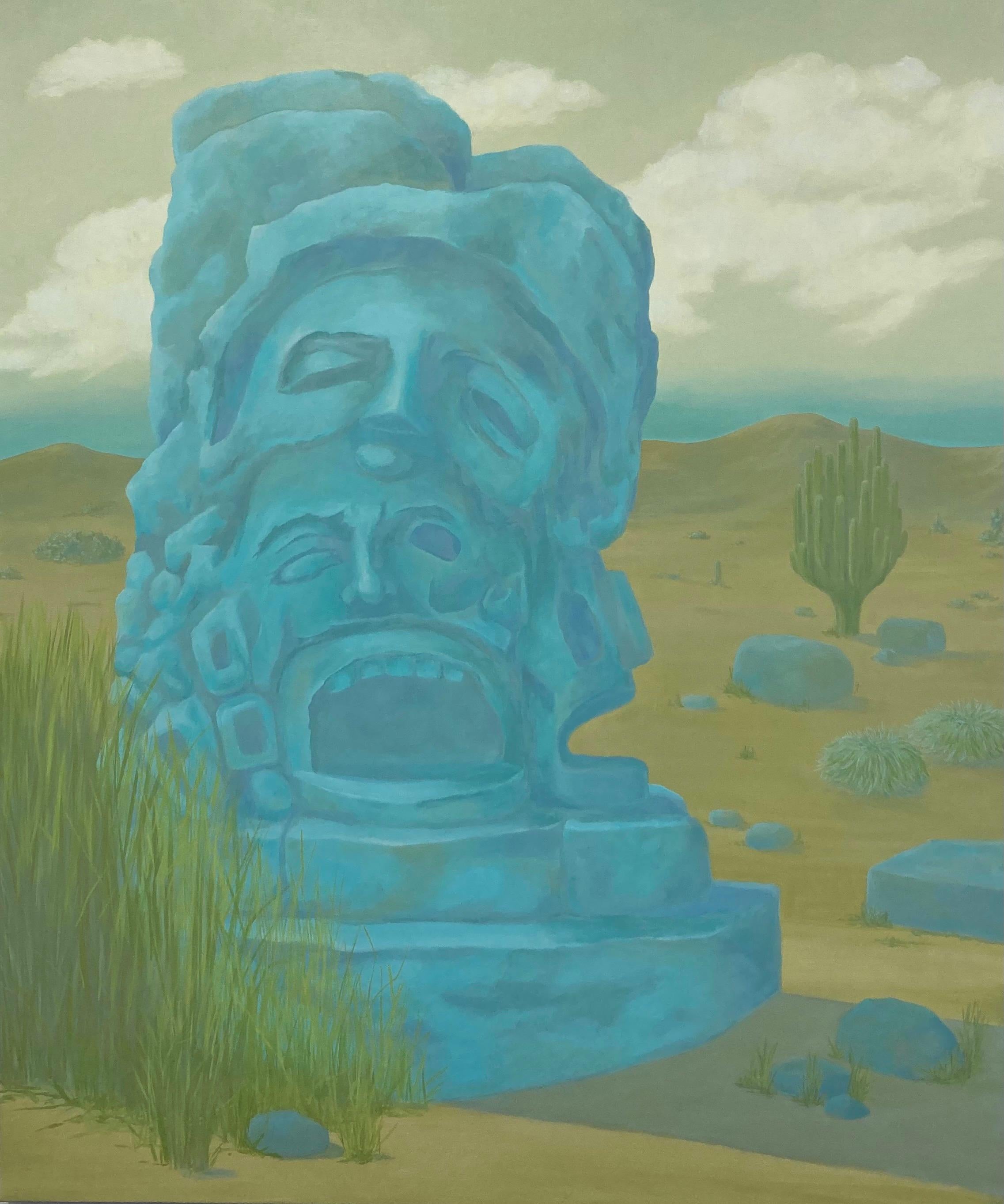 Anna Ortiz Landscape Painting - "TOTÉM DE GRITOS", MesoAmerican, Mexico, myth, gods, totem, Aztec, Mayan, dream