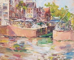 Sunny Day in Amsterdam, Painting, Oil on Canvas