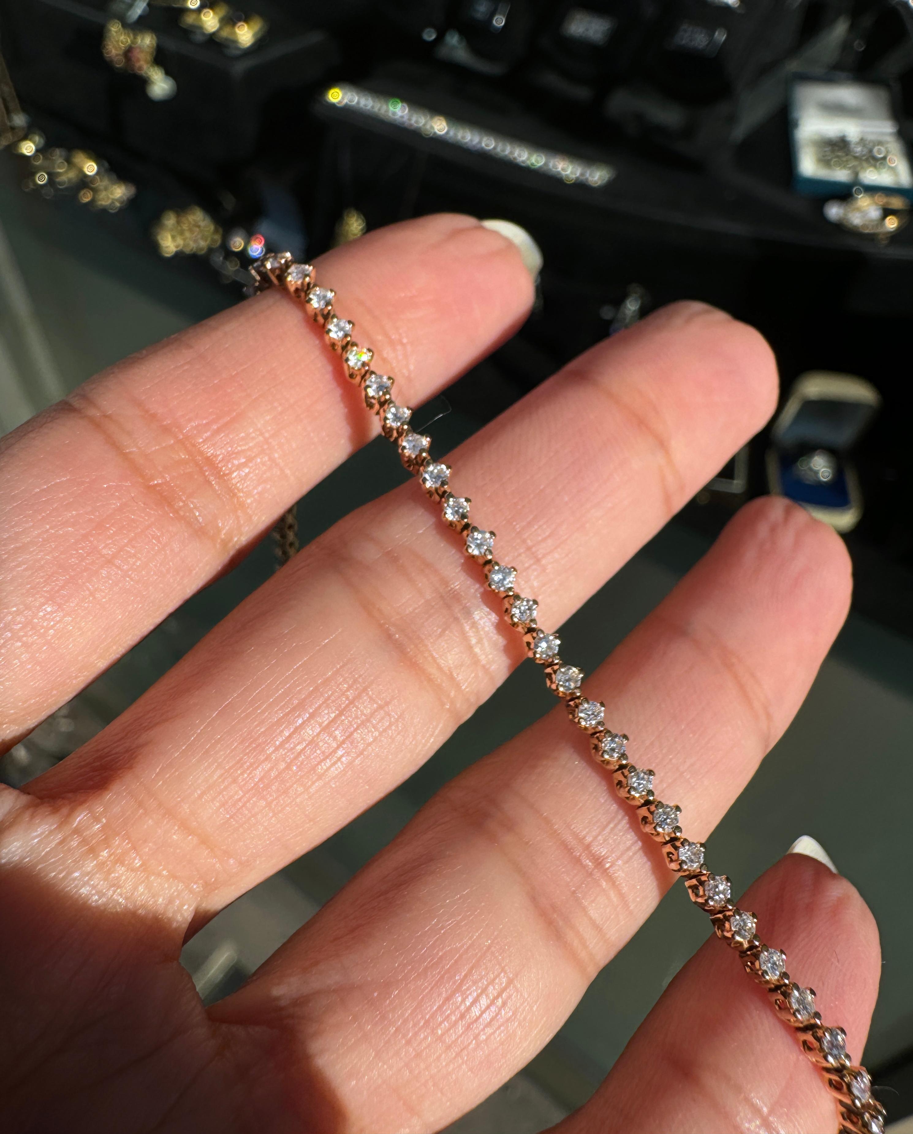 Anna Penelope Mini Bracciale Tennis con diamanti e oro rosa 18 carati In condizioni ottime in vendita a London, GB