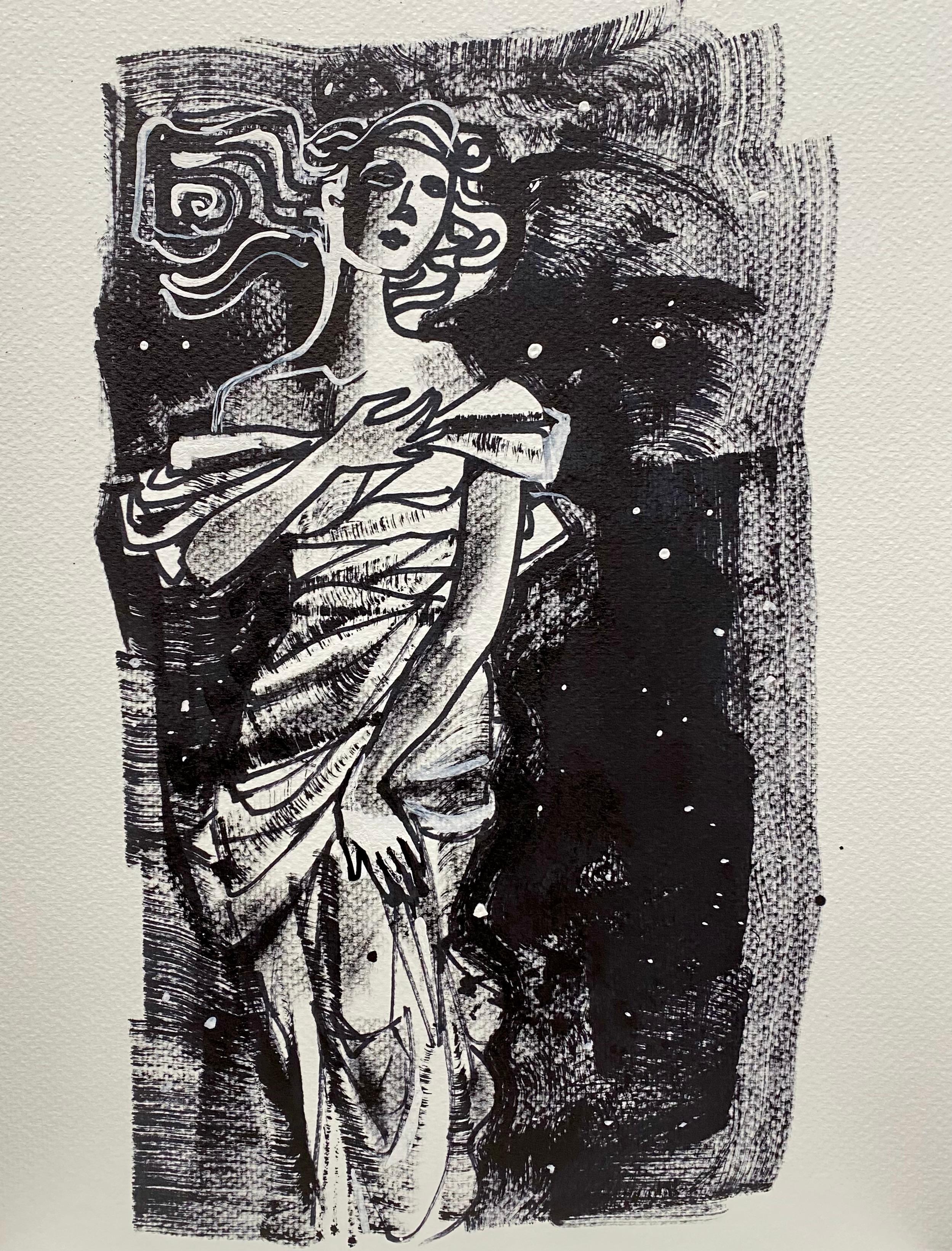 "Afrodite", ink on paper, 2020 - Mixed Media Art by Anna Pennati