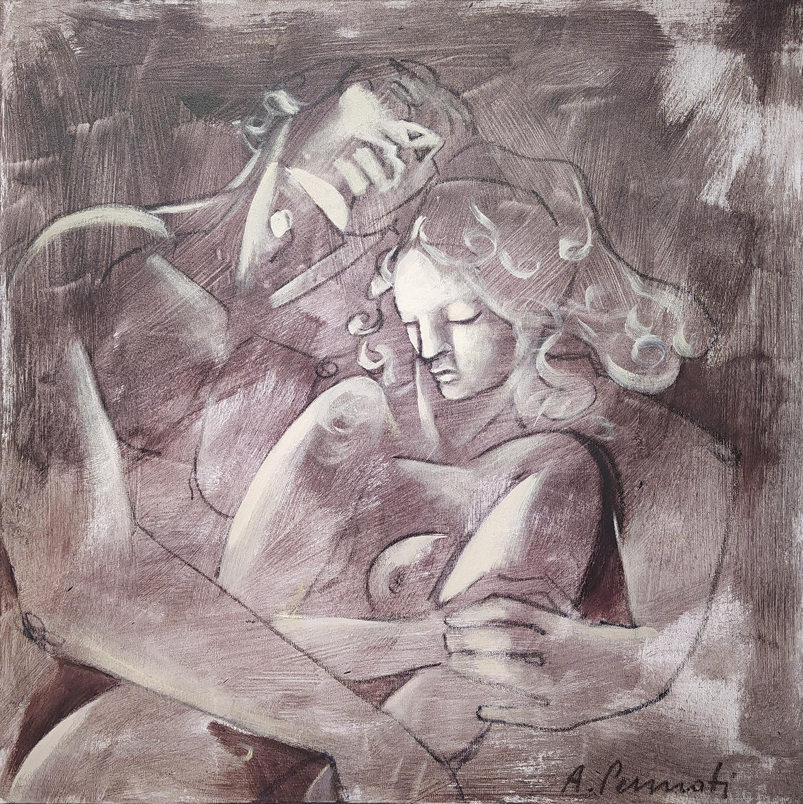 Ares e Afrodite par Anna Pennati, techniques mixtes sur toile