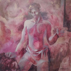 „Davide e Golia“ von Anna Pennati, Mischtechnik auf Leinwand