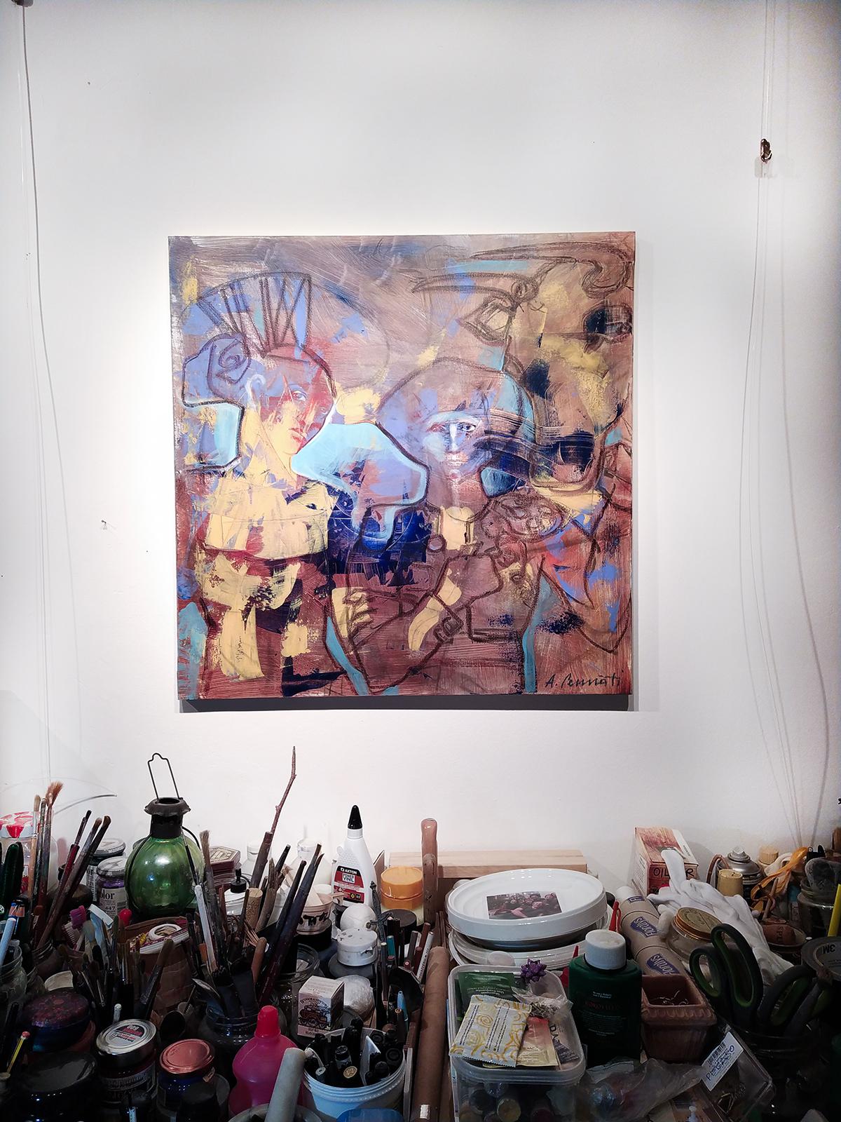 „Hacia la hora“ von Anna Pennati, Gemälde in Mischtechnik auf Leinwand im Angebot 1