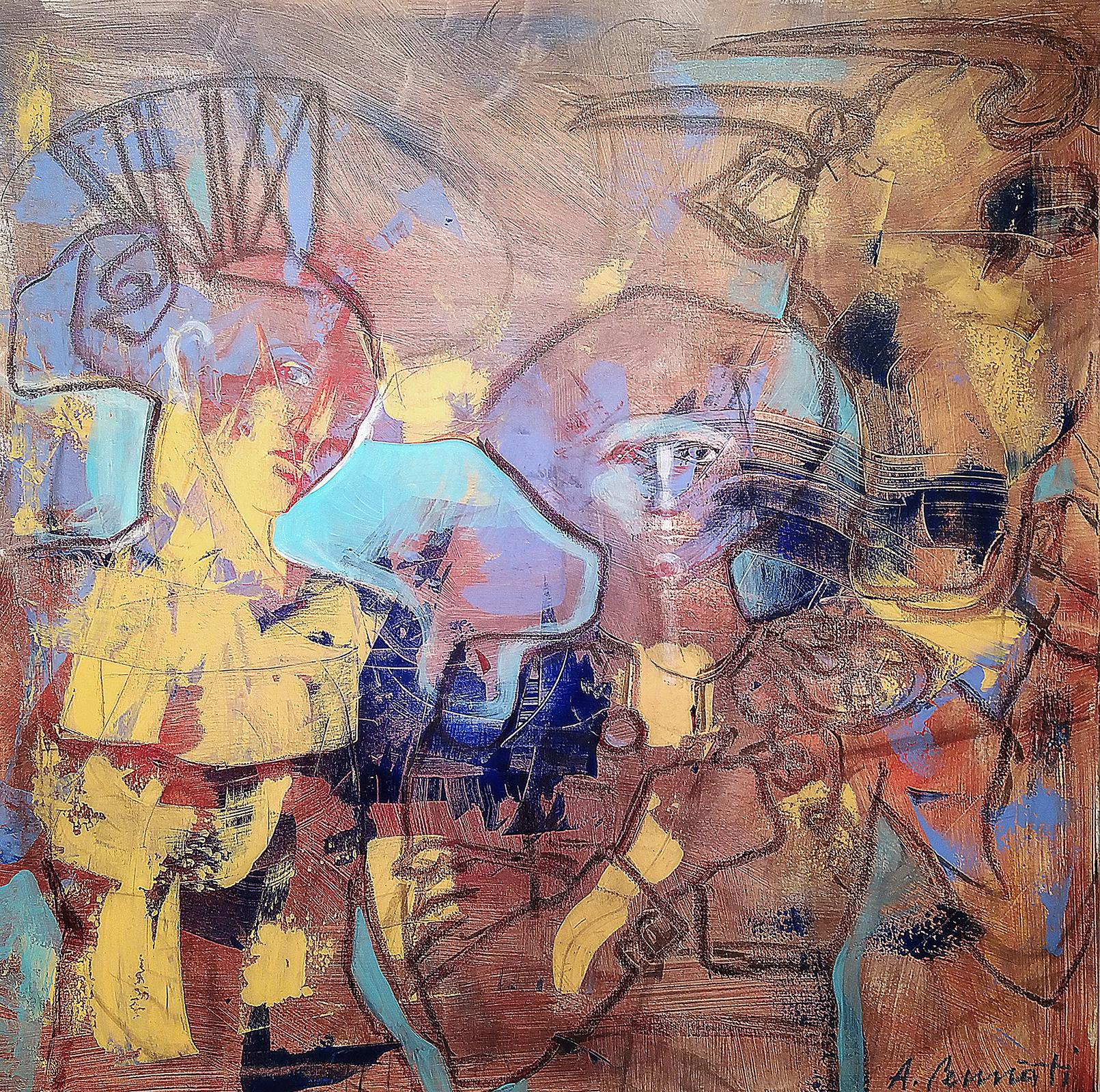 „Hacia la hora“ von Anna Pennati, Gemälde in Mischtechnik auf Leinwand