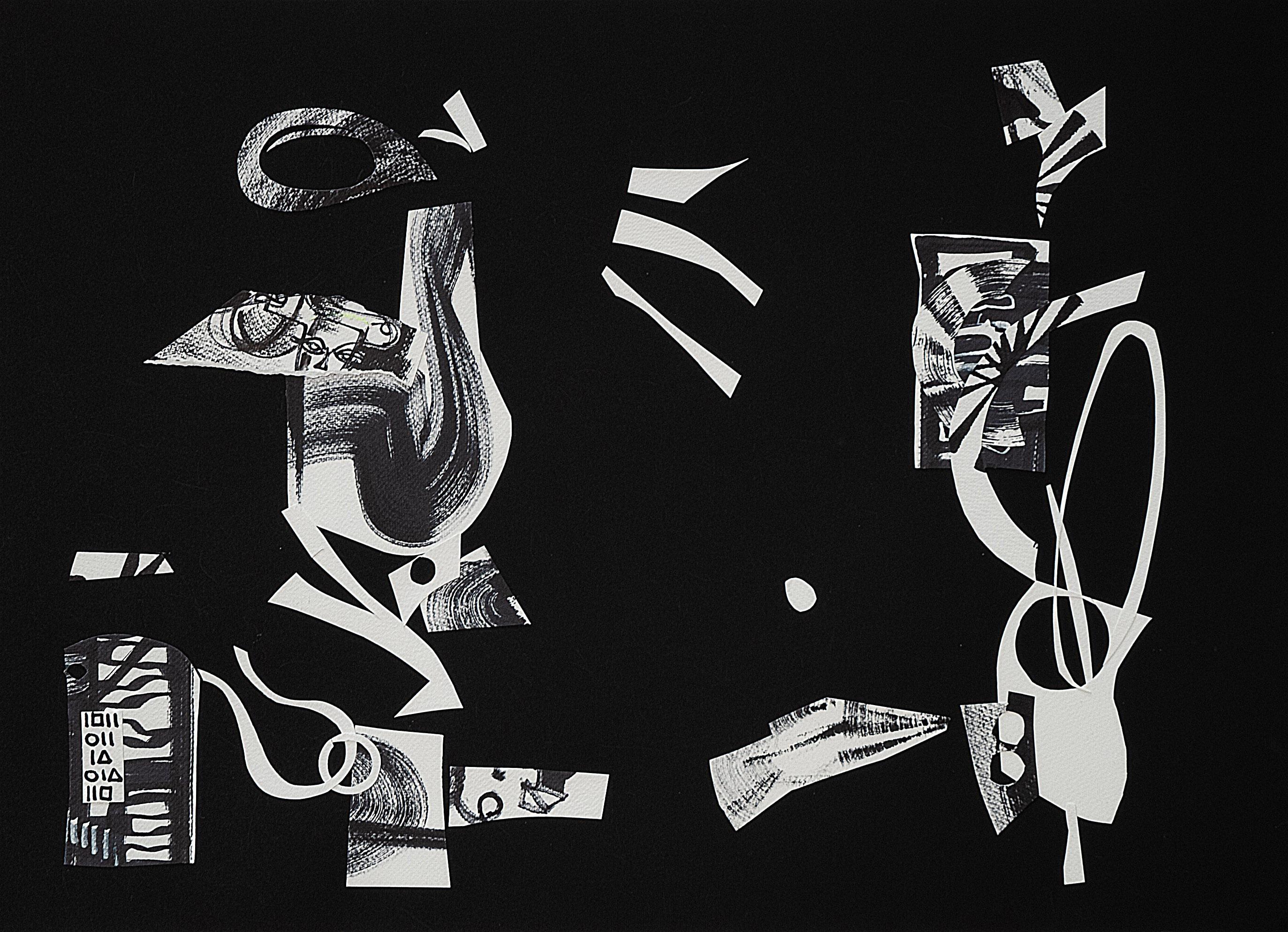 "The Black Series number ten", collage on paper on canvas