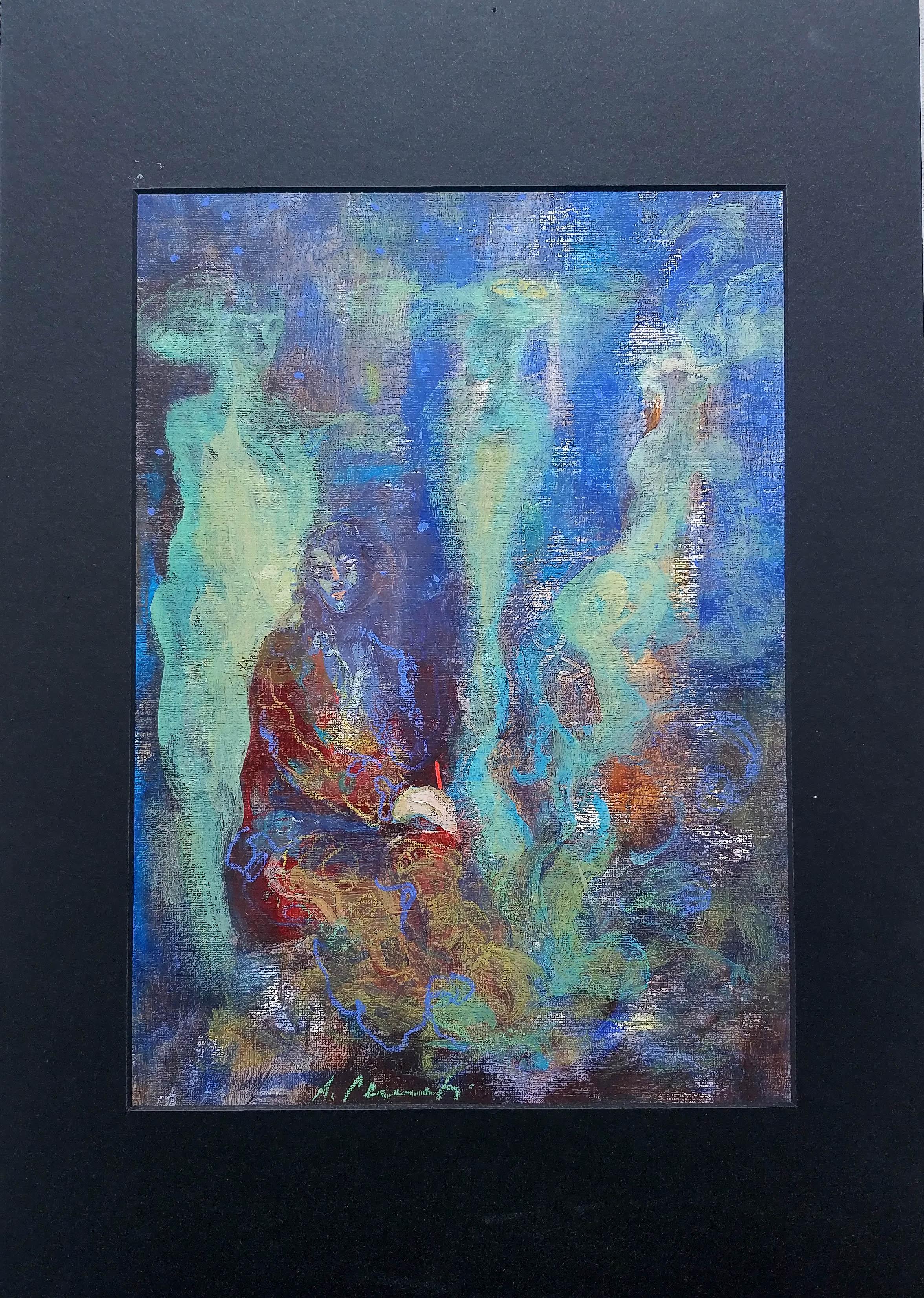"El sueño" de Anna Pennati - acrílico y pastel al óleo sobre papel