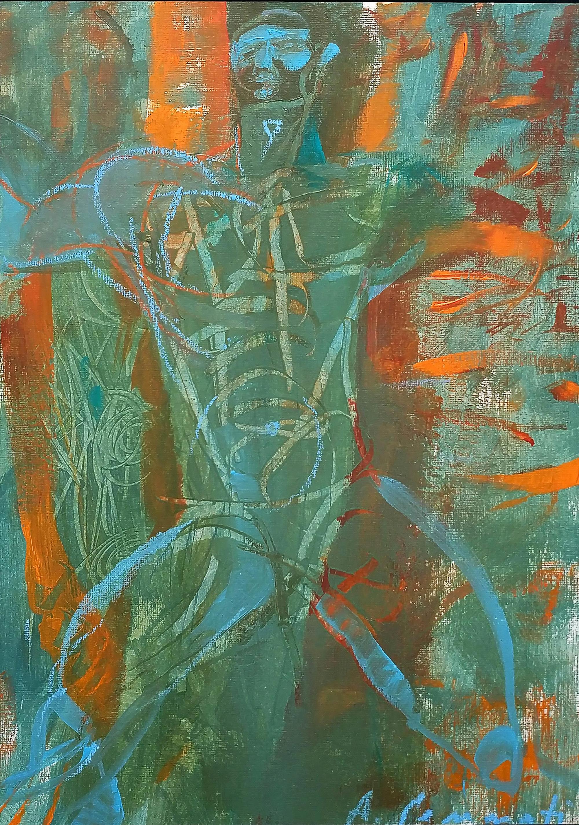 Anna Pennati Figurative Art - The Faun, contemporary acrylic on paper from George Byron poems