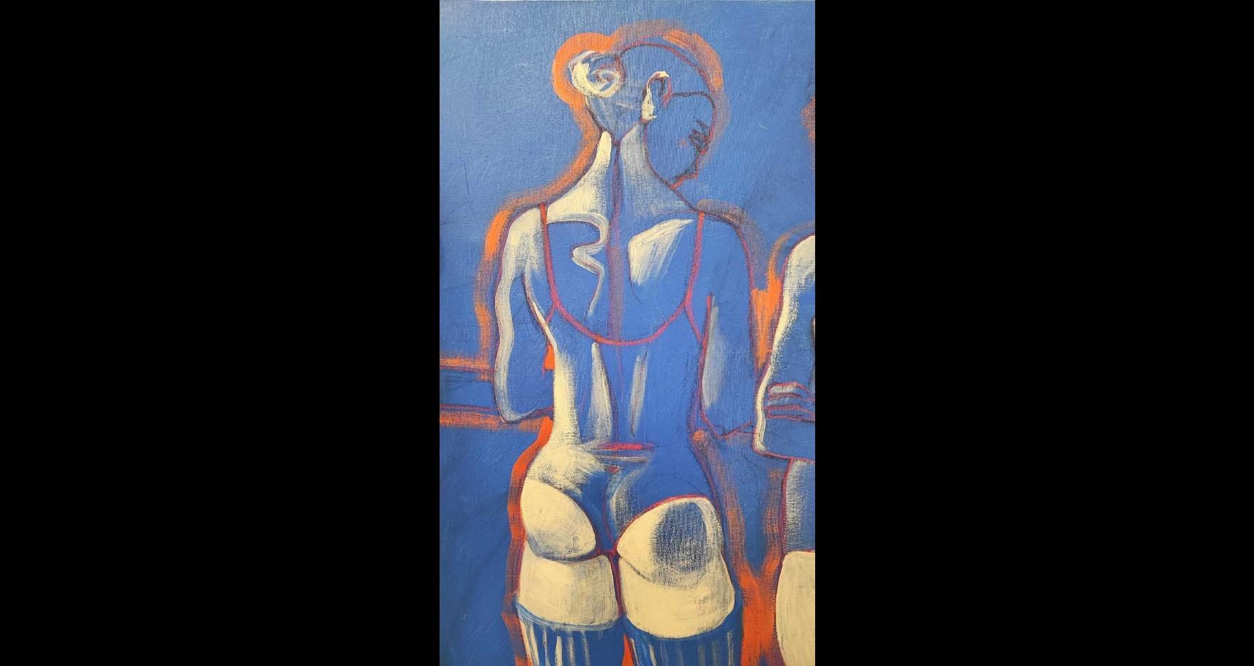 « Blue Belles » d'Anna Pennati - acrylique sur toile, 60 x 50 cm en vente 1