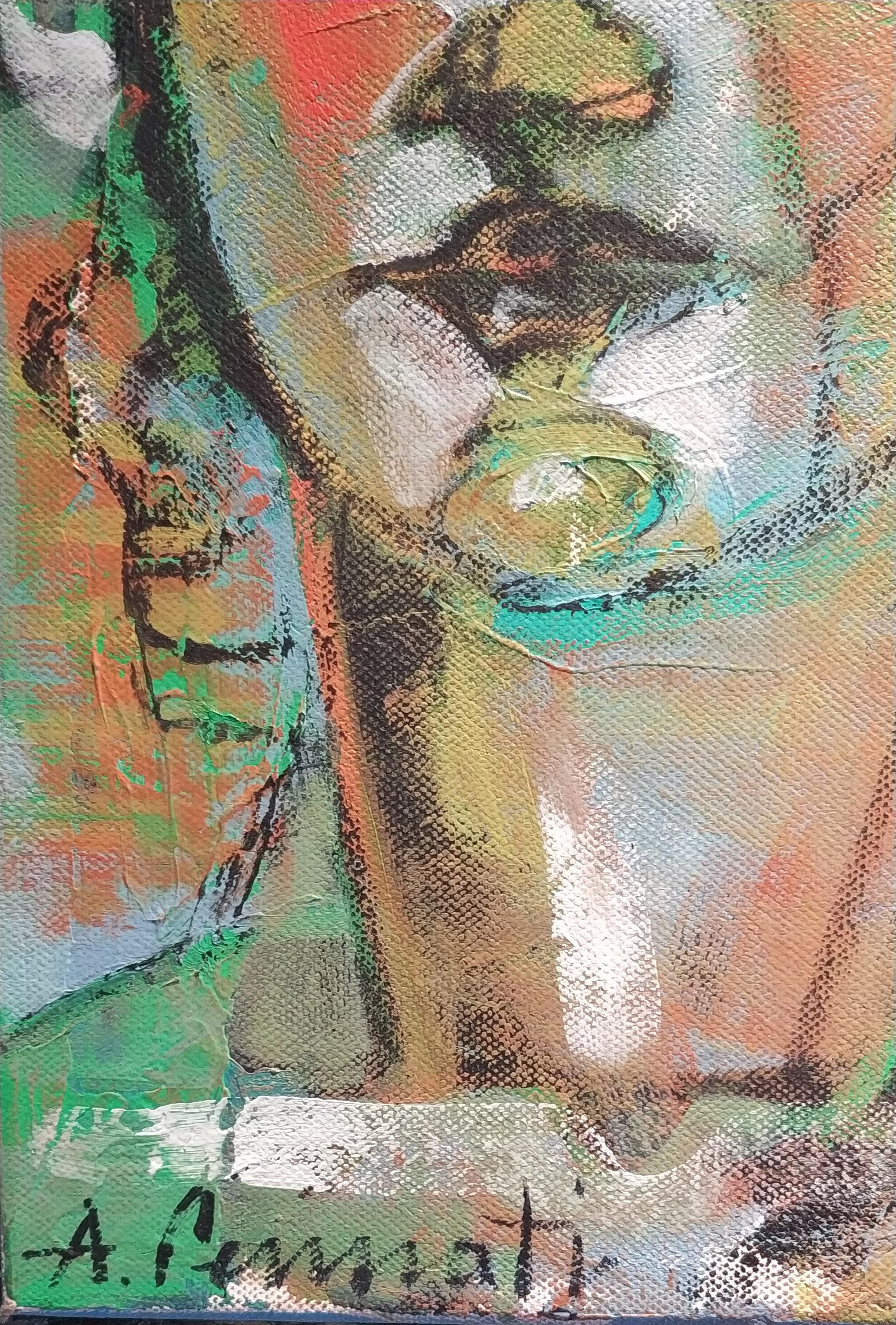 „Double-Porträt in Grün“ von Anna Pennati, Gemälde im Angebot 2