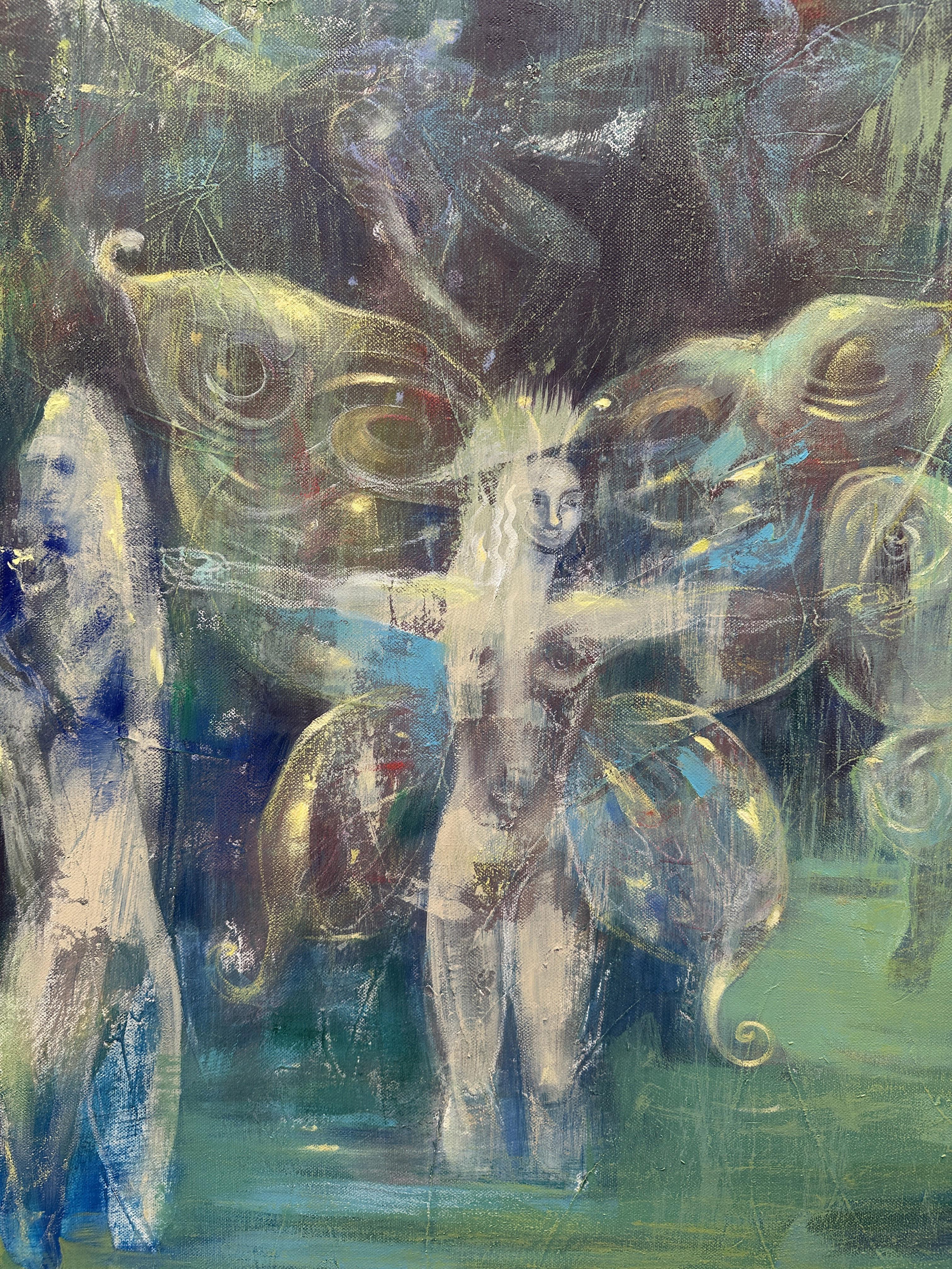 Il Lago delle Fate by Anna Pennati 2007 acrylic painting 80x80cm For Sale 1