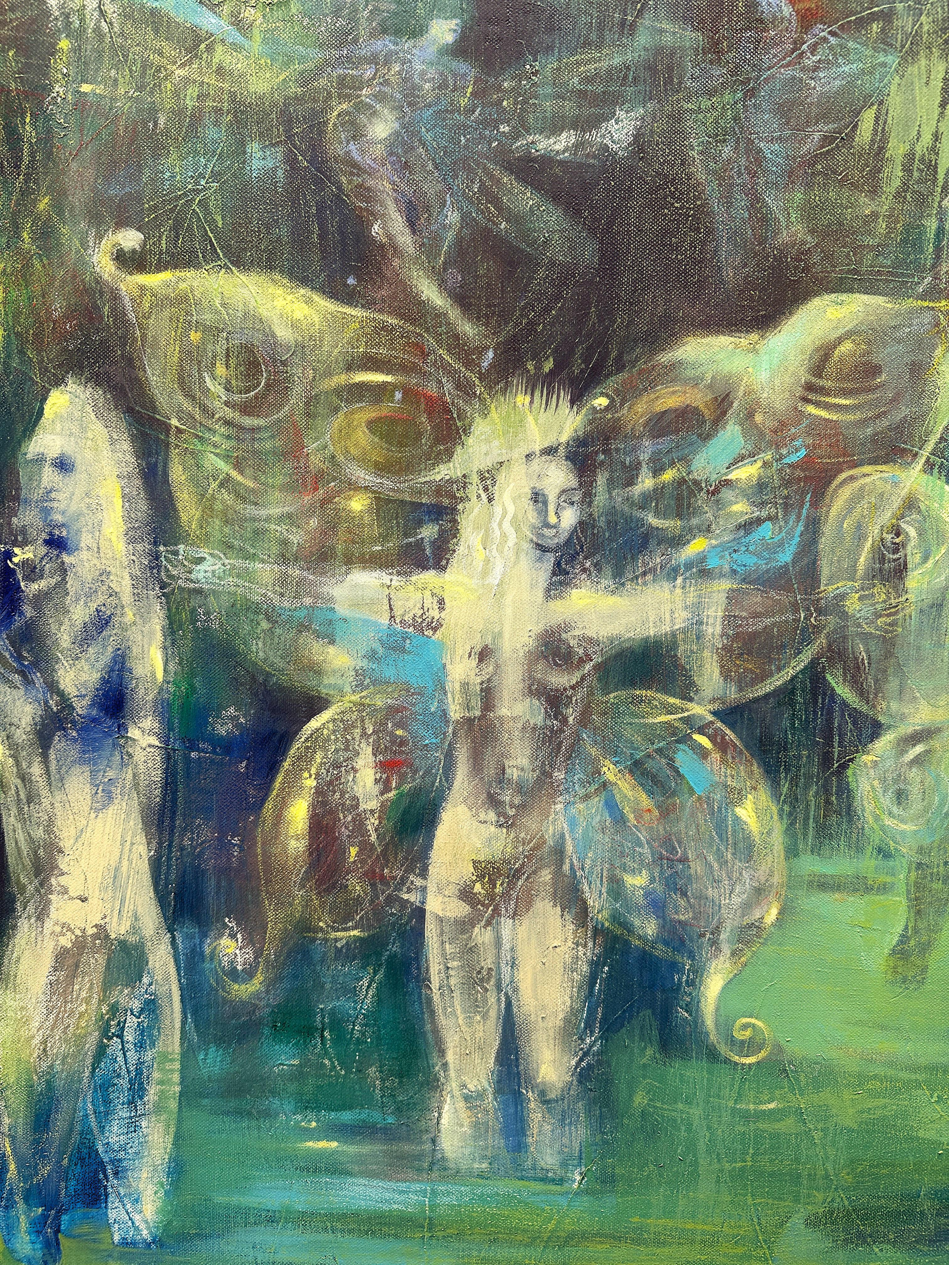 Il Lago delle Fate by Anna Pennati 2007 acrylic painting 80x80cm For Sale 3