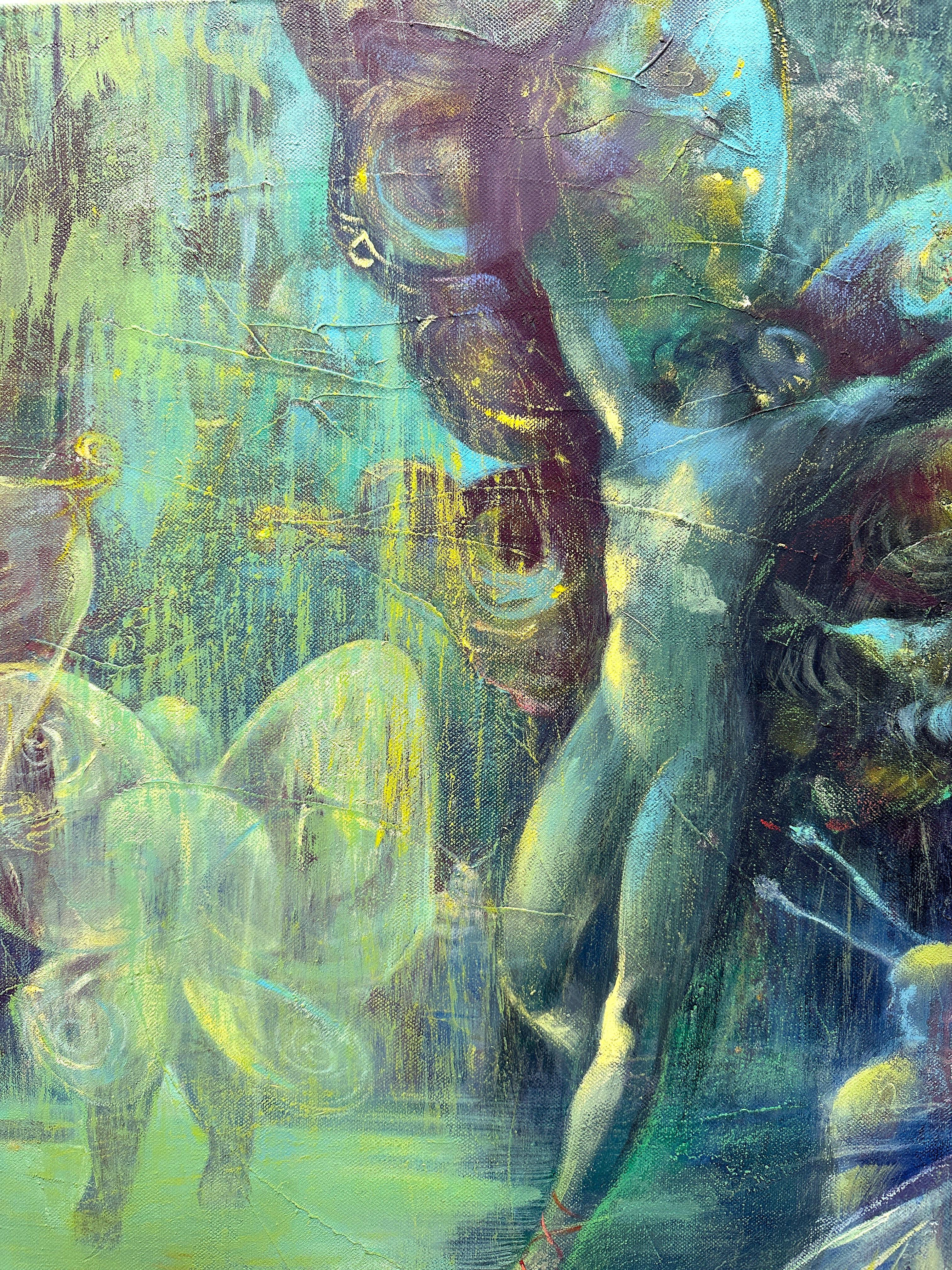 Il Lago delle Fate by Anna Pennati 2007 acrylic painting 80x80cm For Sale 4
