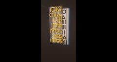 "Mantra giallo" di Anna Pennati - acrilico su legno su rete d'acciaio, 48x18cm