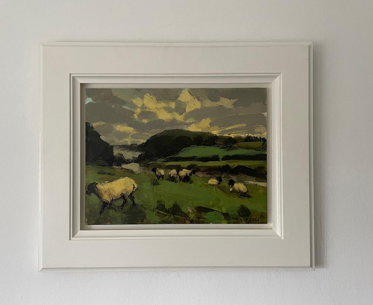Früher Morgen am Fluss Wye, Gloucestershire, Oktober, Cotswolds Landschaft (Impressionismus), Painting, von Anna Pinkster