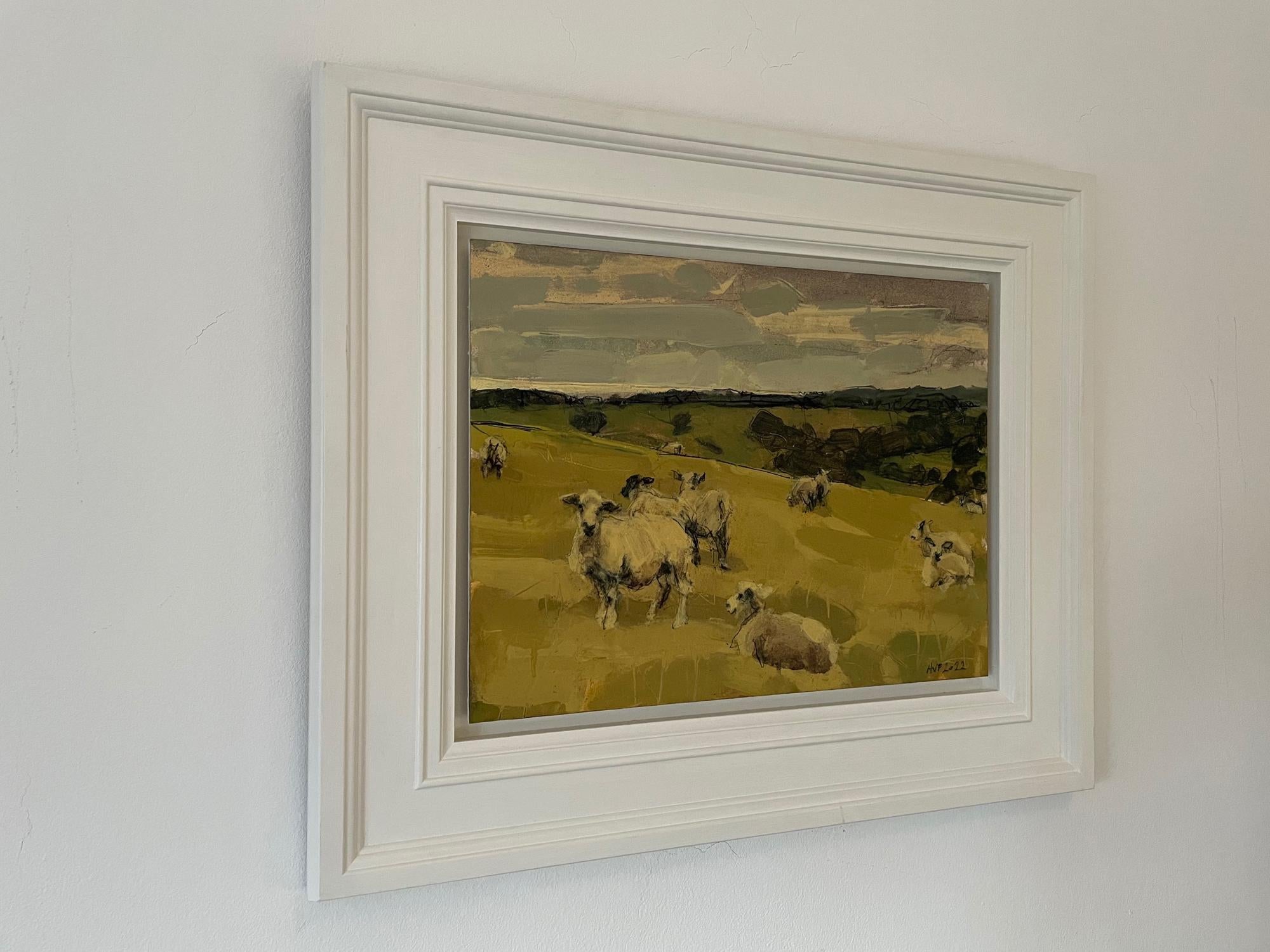 Sheep, South Downs, last day of June II, Animal Painting, Countryside Art 3