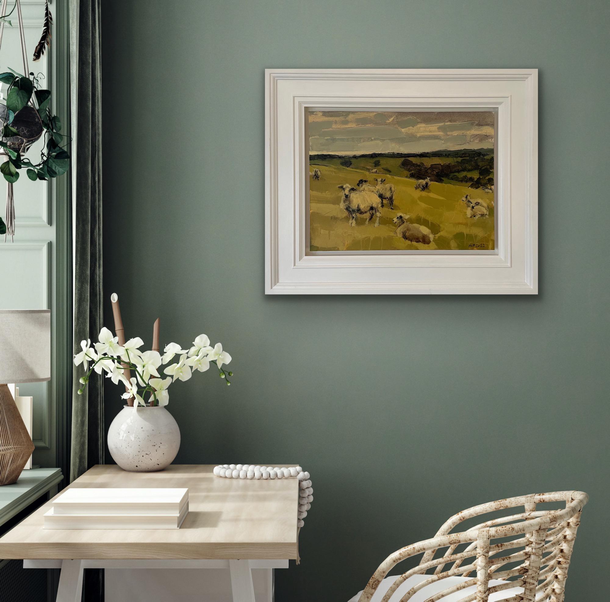 Sheep, South Downs, last day of June II, Animal Painting, Countryside Art 6