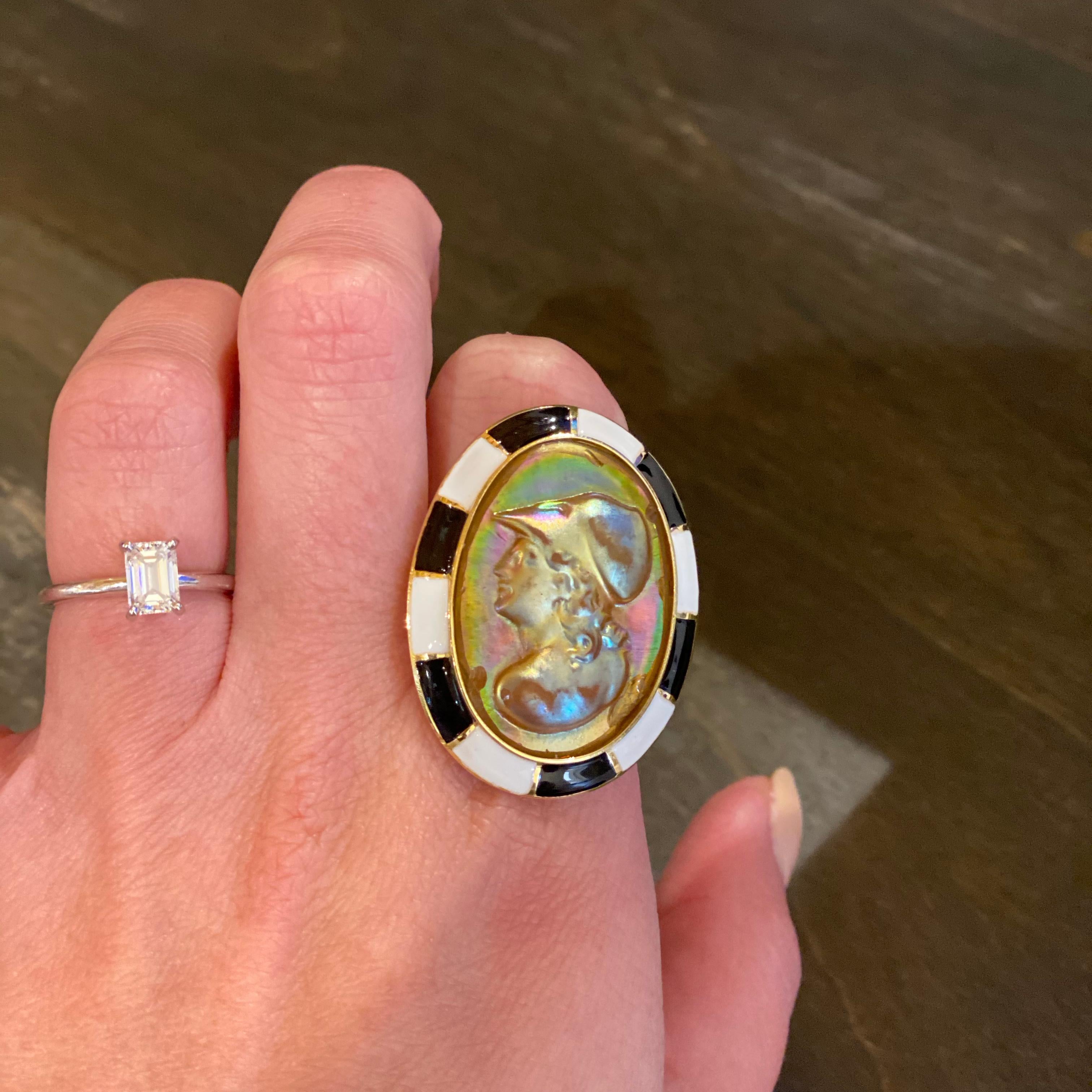Anna Porcu Athena Ring 19th Century Antique Cameo in 18 Gold In New Condition For Sale In Jackson, WY