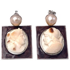 Anna Porcu Diana and Endymion Cameo Earrings