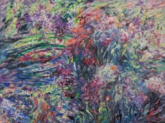 Hidden Bridge Impressionism Art Original oil Painting, Ready to Hang