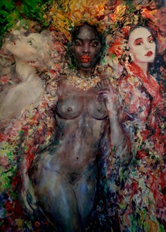 The Goddesses of Luck, Portrait Figurative Art Original oil Painting