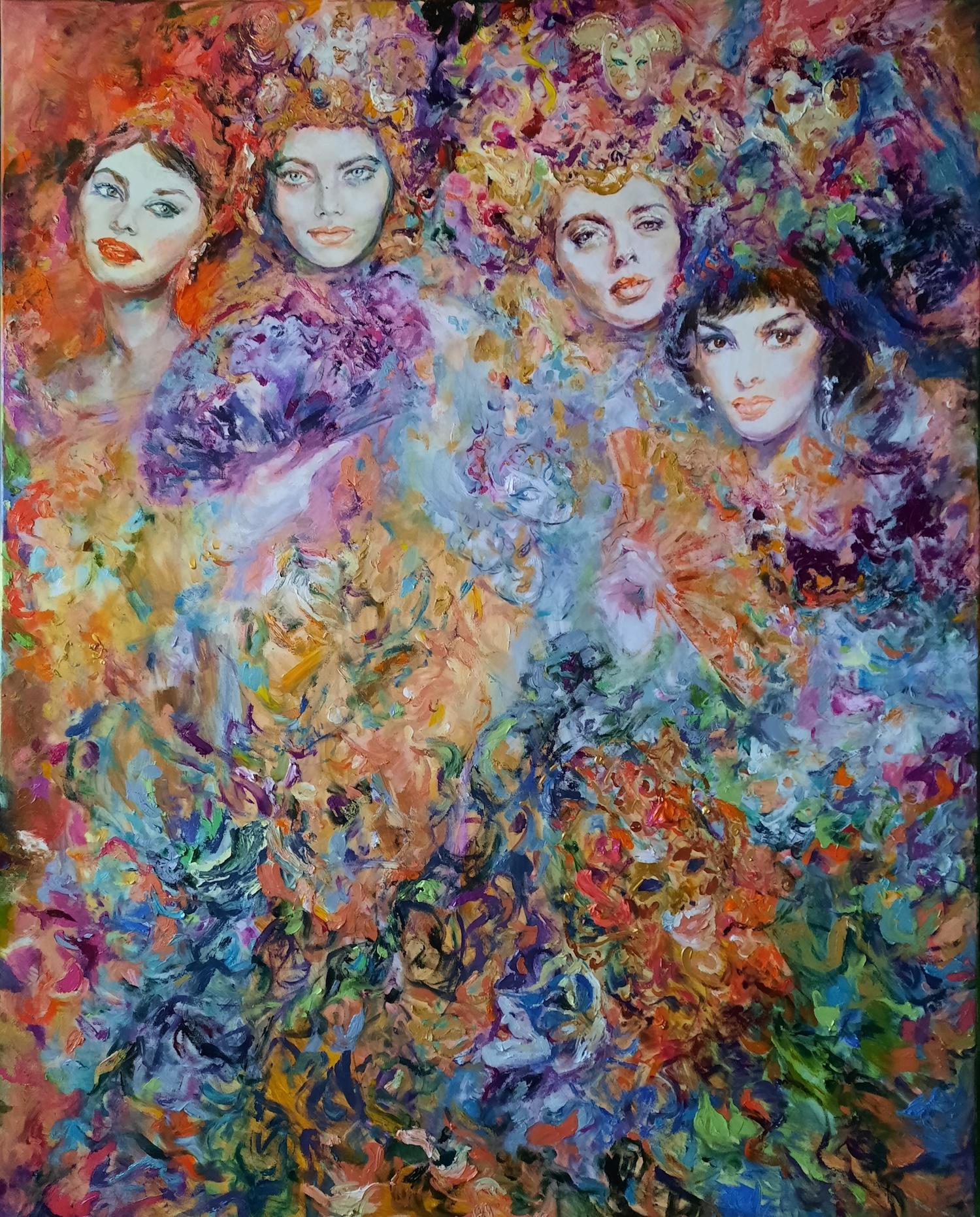 Venice Carnival N1 Figurative Impressionism Original oil Painting, Ready to Hang