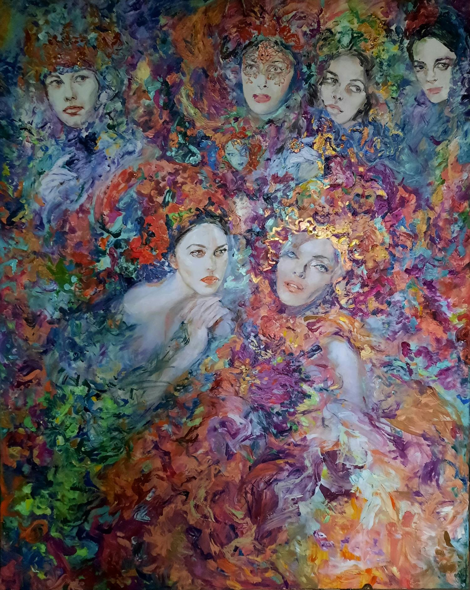 Venice Carnival N2 Figurative Impressionism Original oil Painting, Ready to Hang