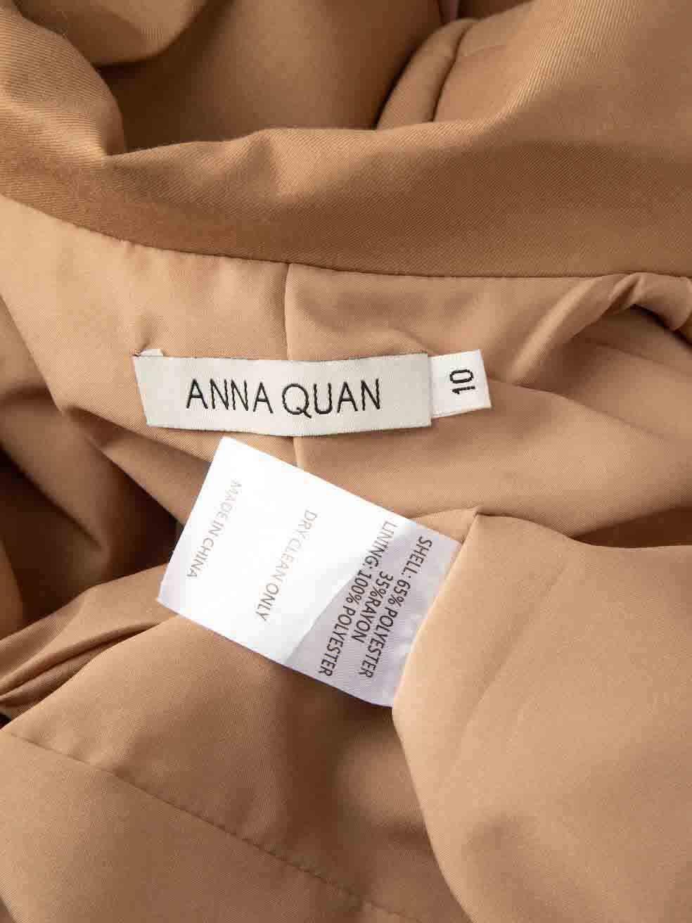 Women's ANNA QUAN Brown Single Breasted Blazer Jacket Size M For Sale
