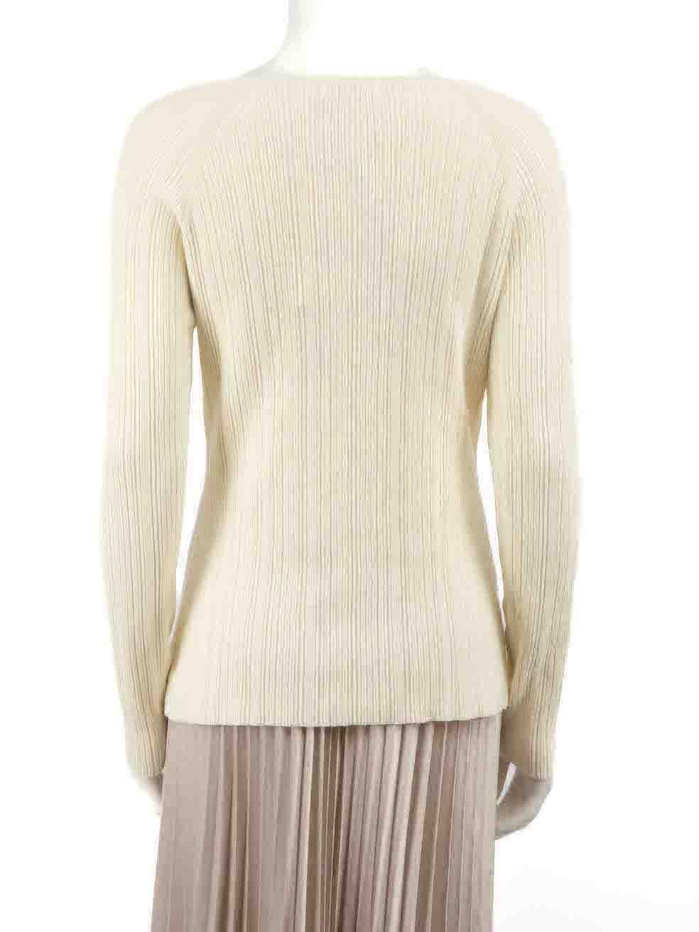 ANNA QUAN Ecru Rib Knit Sweetheart Neckline Top Size XL In New Condition For Sale In London, GB
